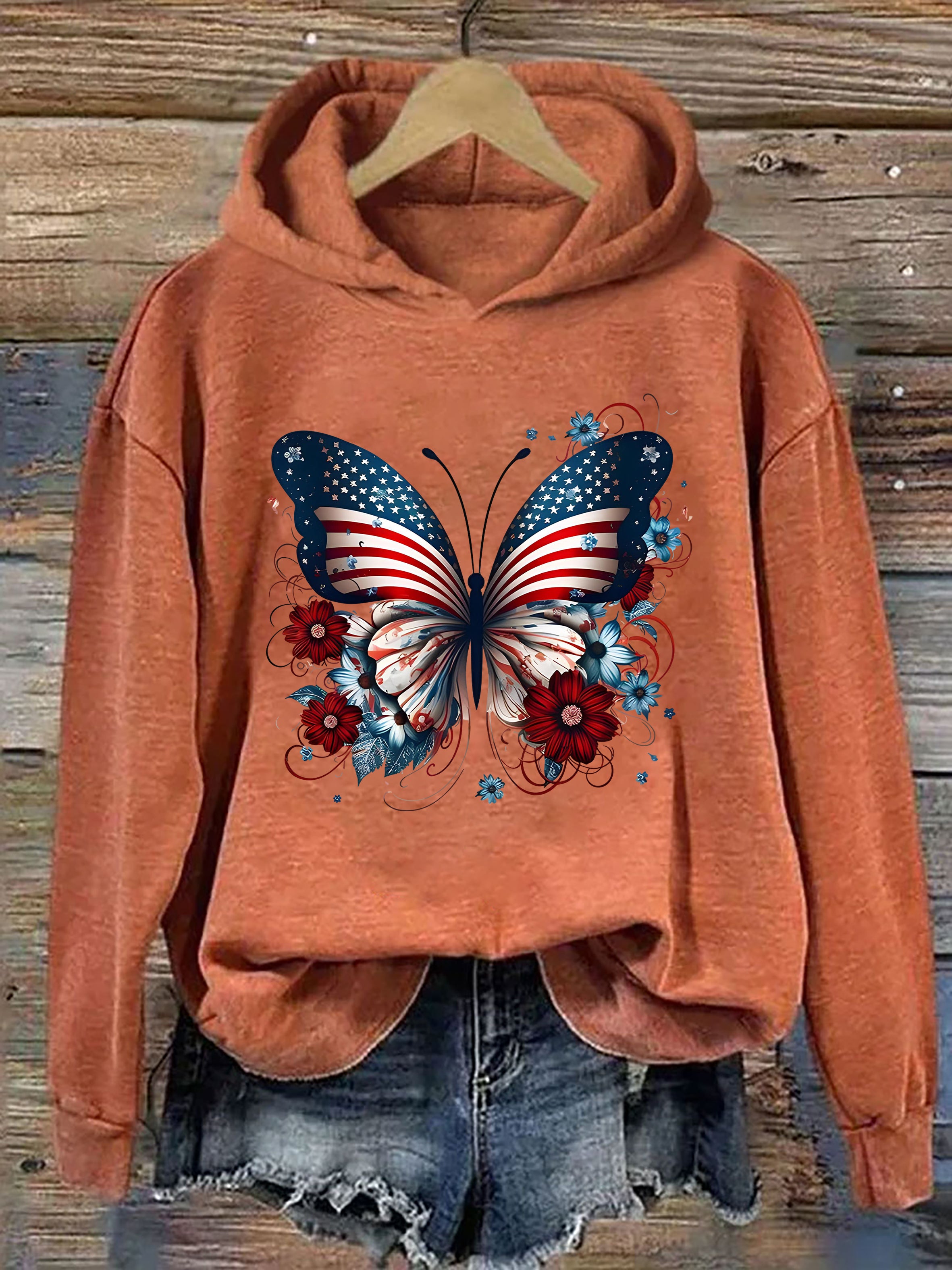 American Flag Butterfly Hoodie