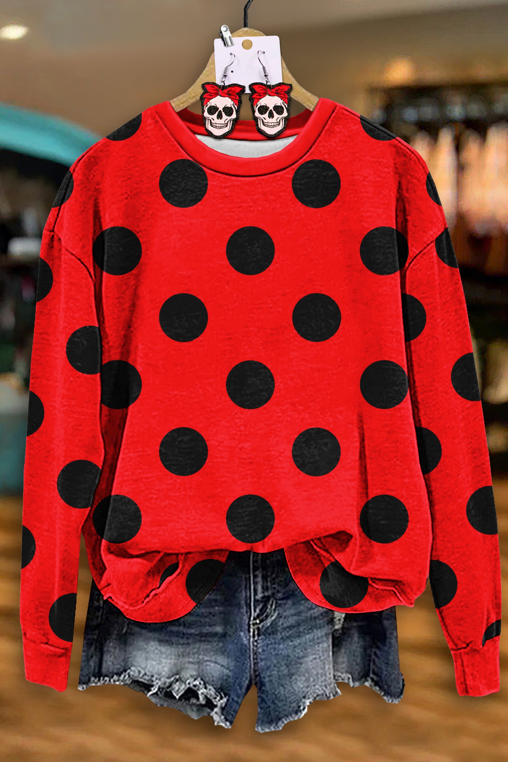 Casual Halloween Ladybug Print Top