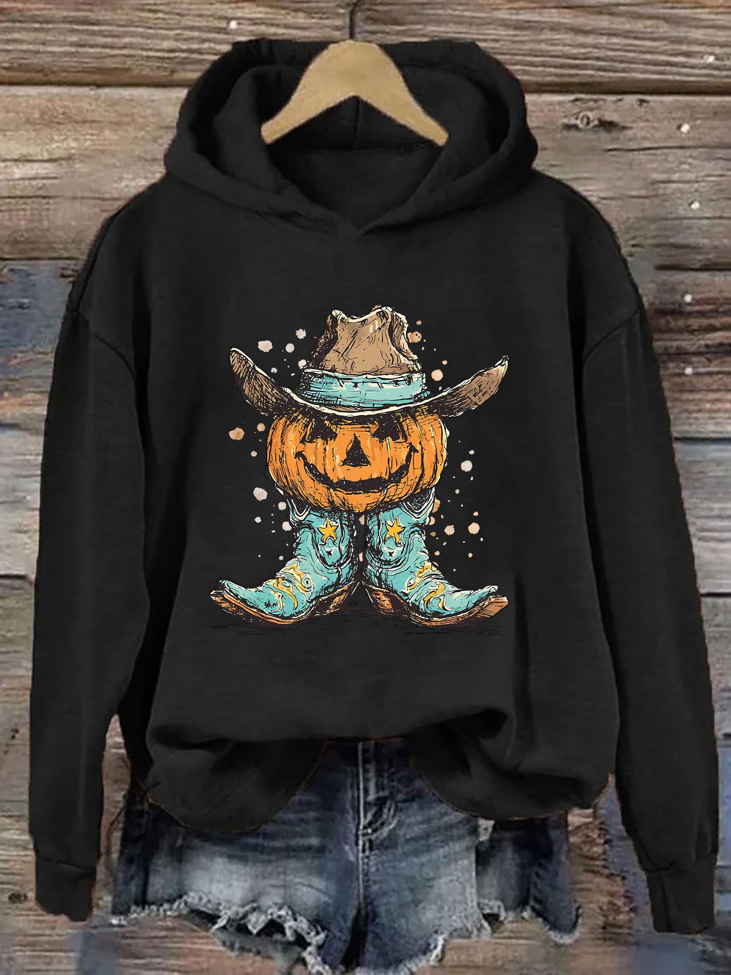 Western Pumpkin Boots Hoodie