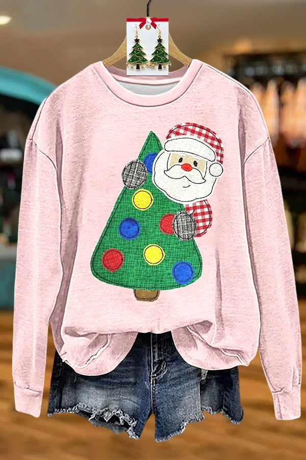 Cute Christmas Tree Santa Sweatshirt