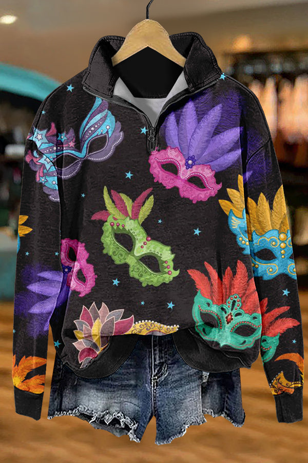 Stylish Mardi Gras Print Sweatshirt