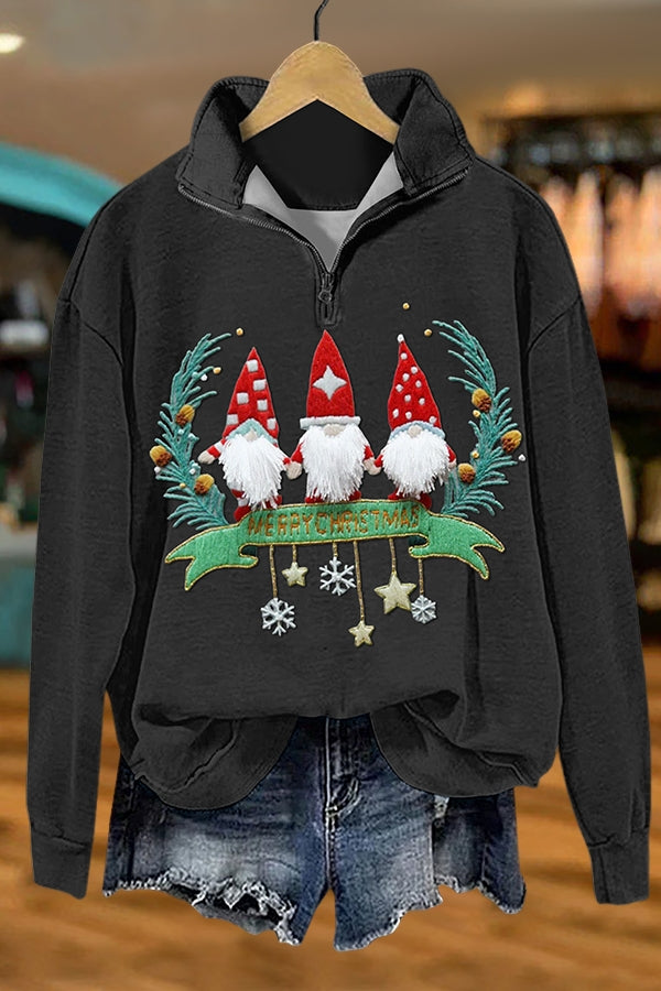 Cute Santa Claus Zipper Sweatshirt