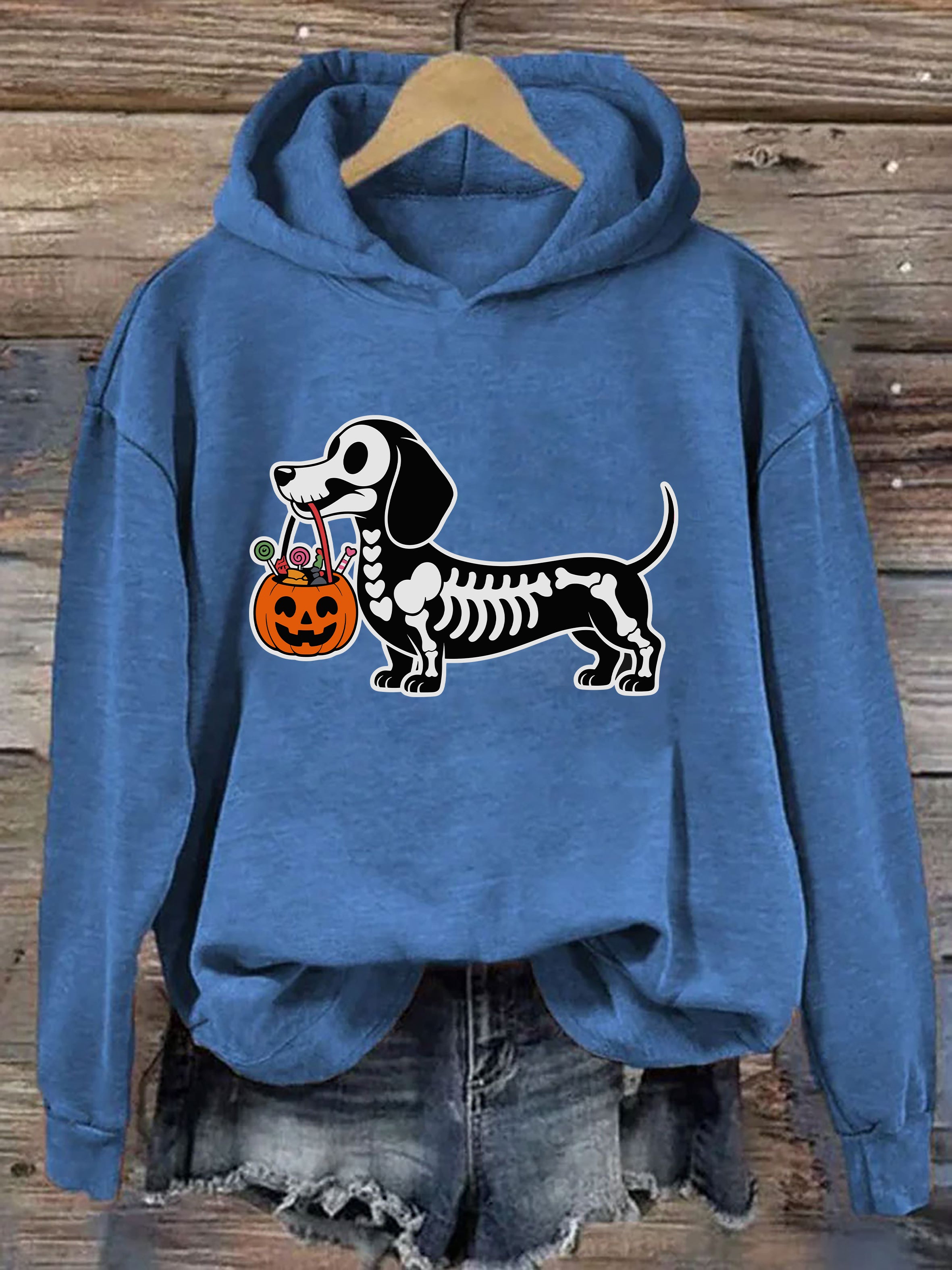 Skeleton Dog Halloween Hoodie