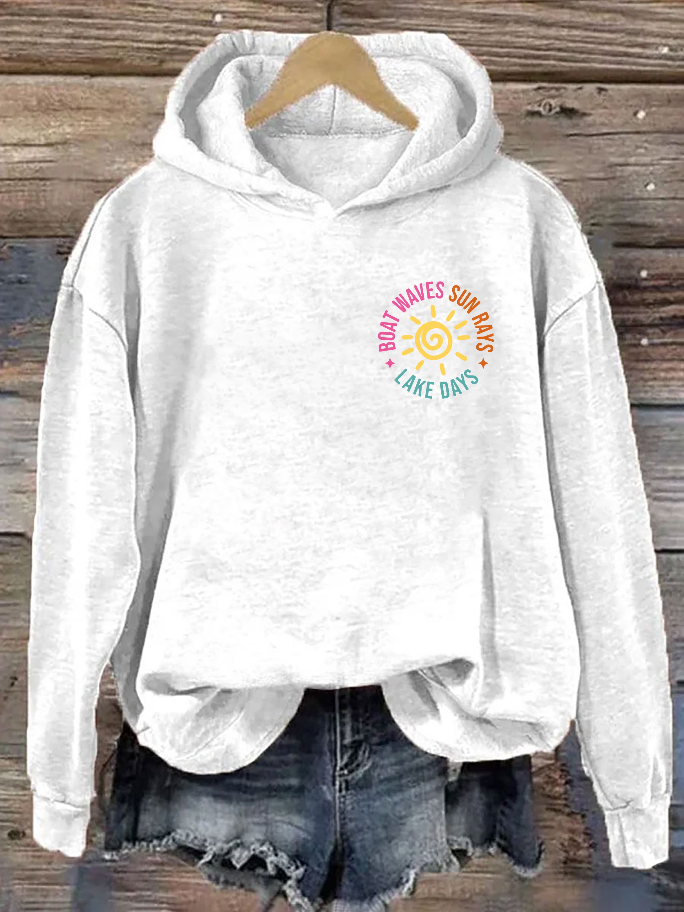 Boat Waves Sun Rays Lake Days Hoodie