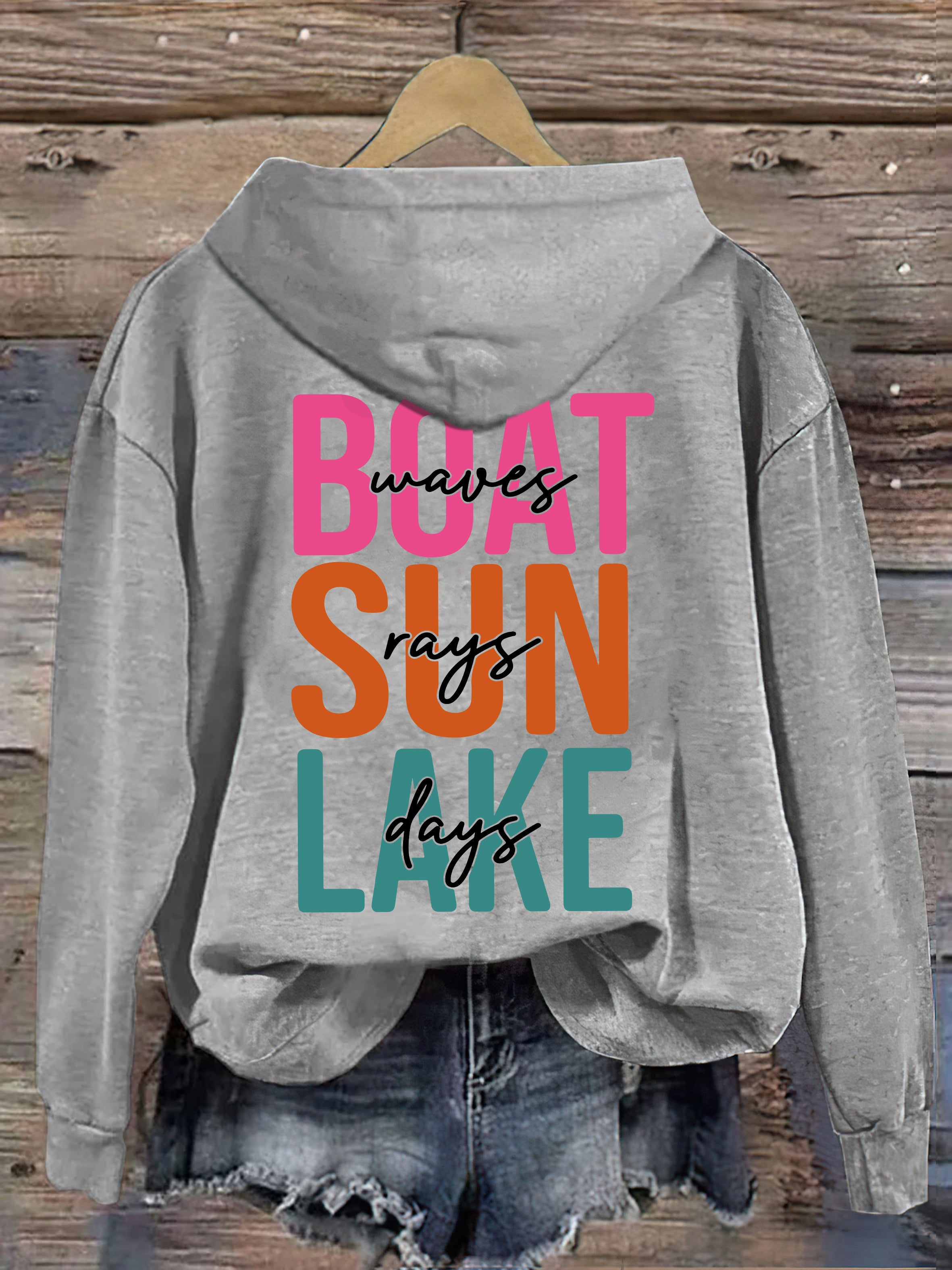 Boat Waves Sun Rays Lake Days Hoodie