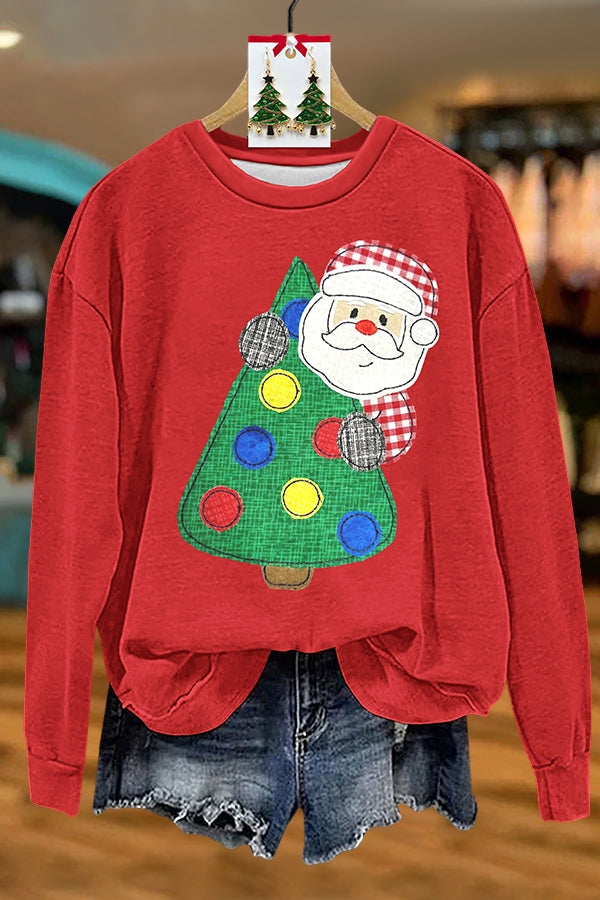 Cute Christmas Tree Santa Sweatshirt