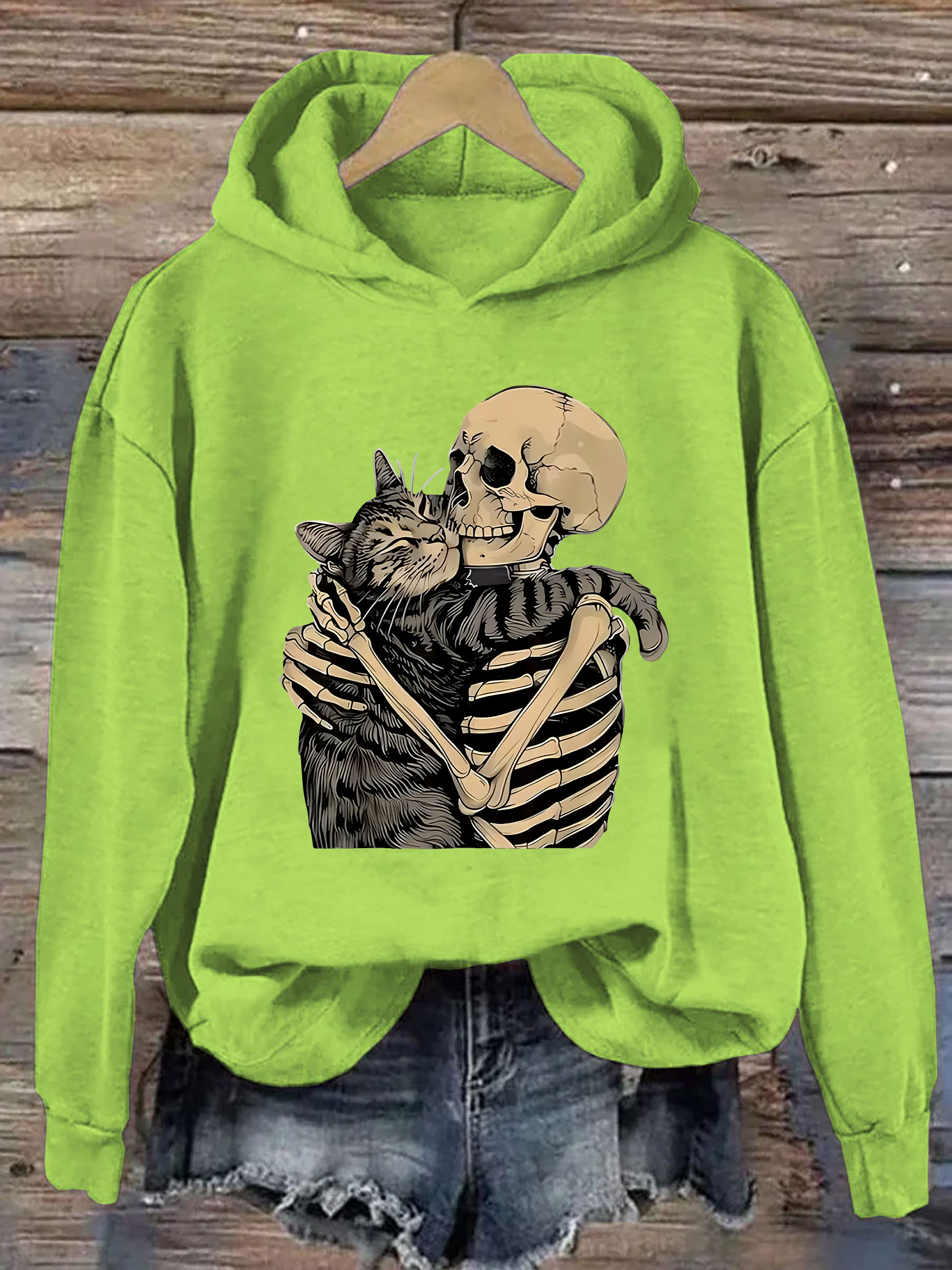 Halloween Skeleton Cat Hoodie
