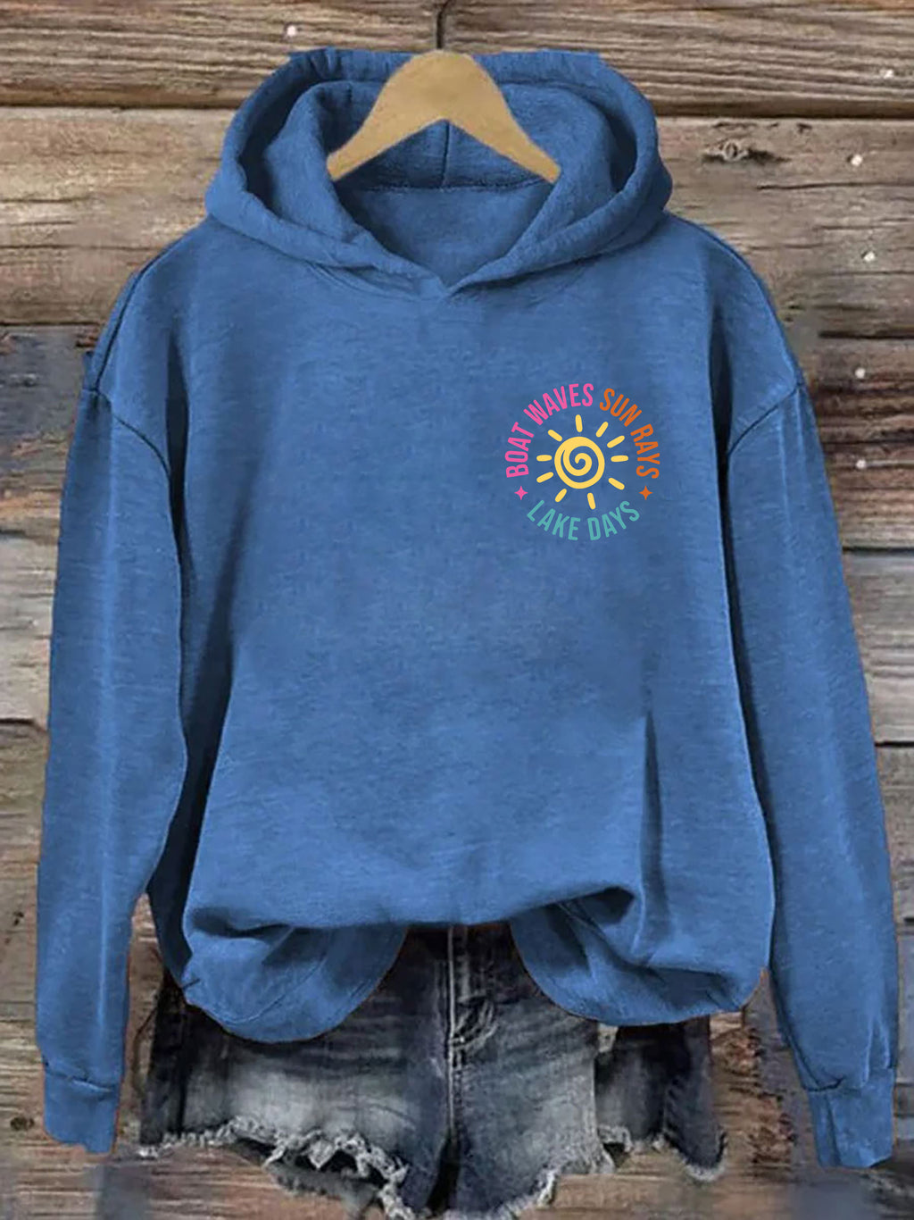 Boat Waves Sun Rays Lake Days Hoodie