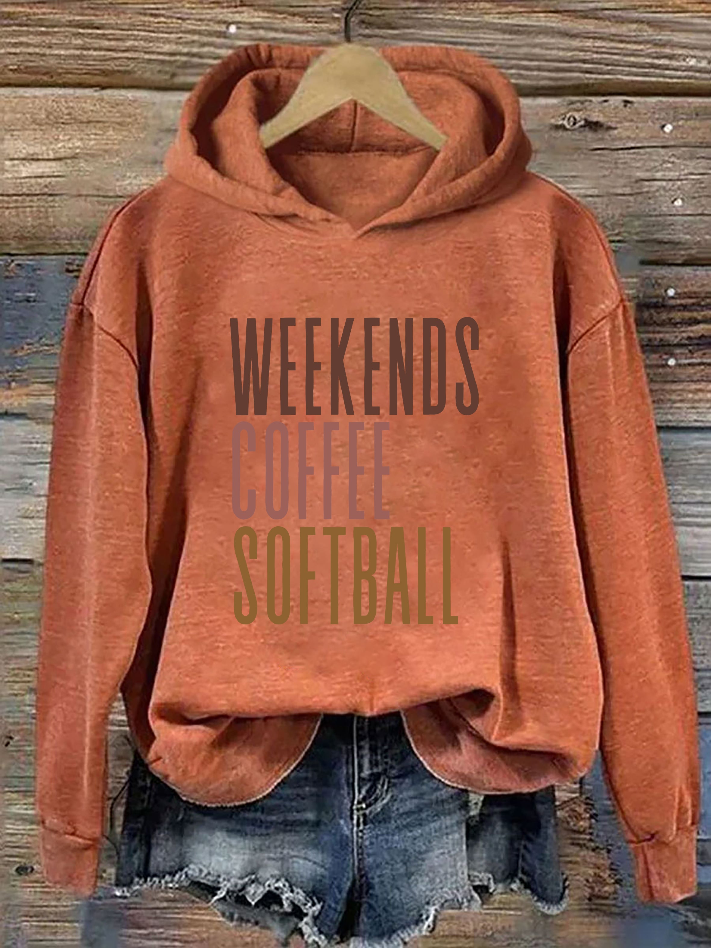 Weekends Coffee Softball Hoodie