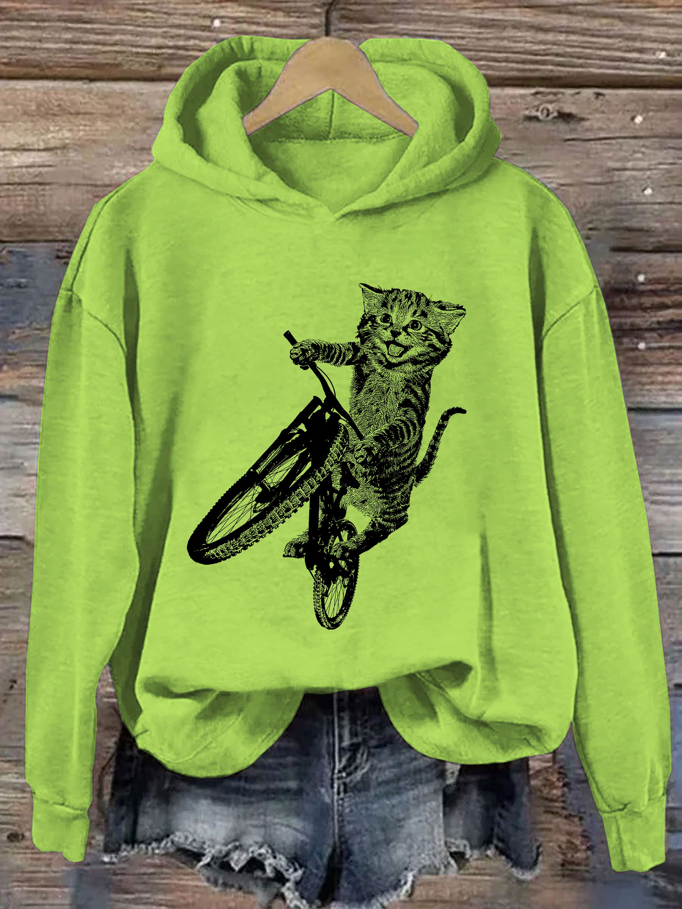 Cat Riding A Bicycle Hoodie