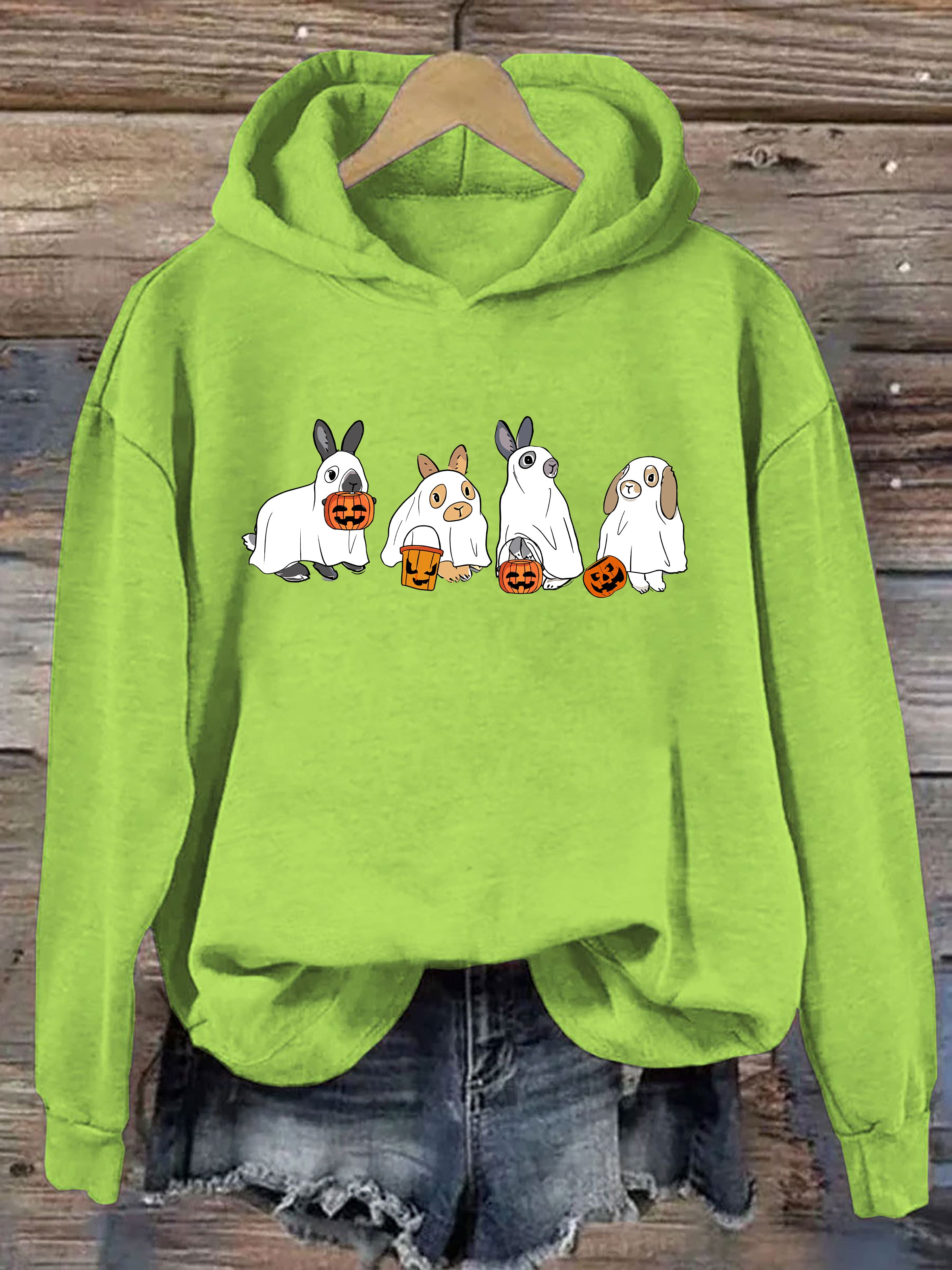 Cute Rabbit Ghost Halloween Hoodie