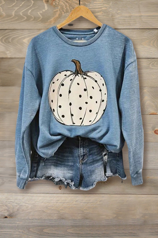 Casual Pumpkin Print Sweatshirt