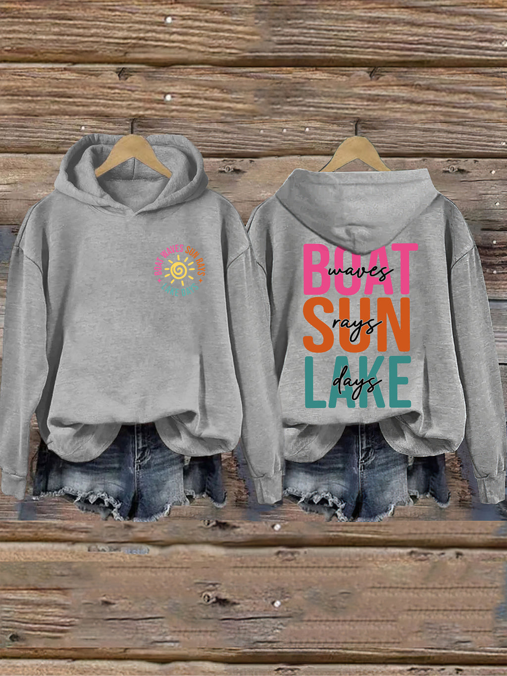 Boat Waves Sun Rays Lake Days Hoodie
