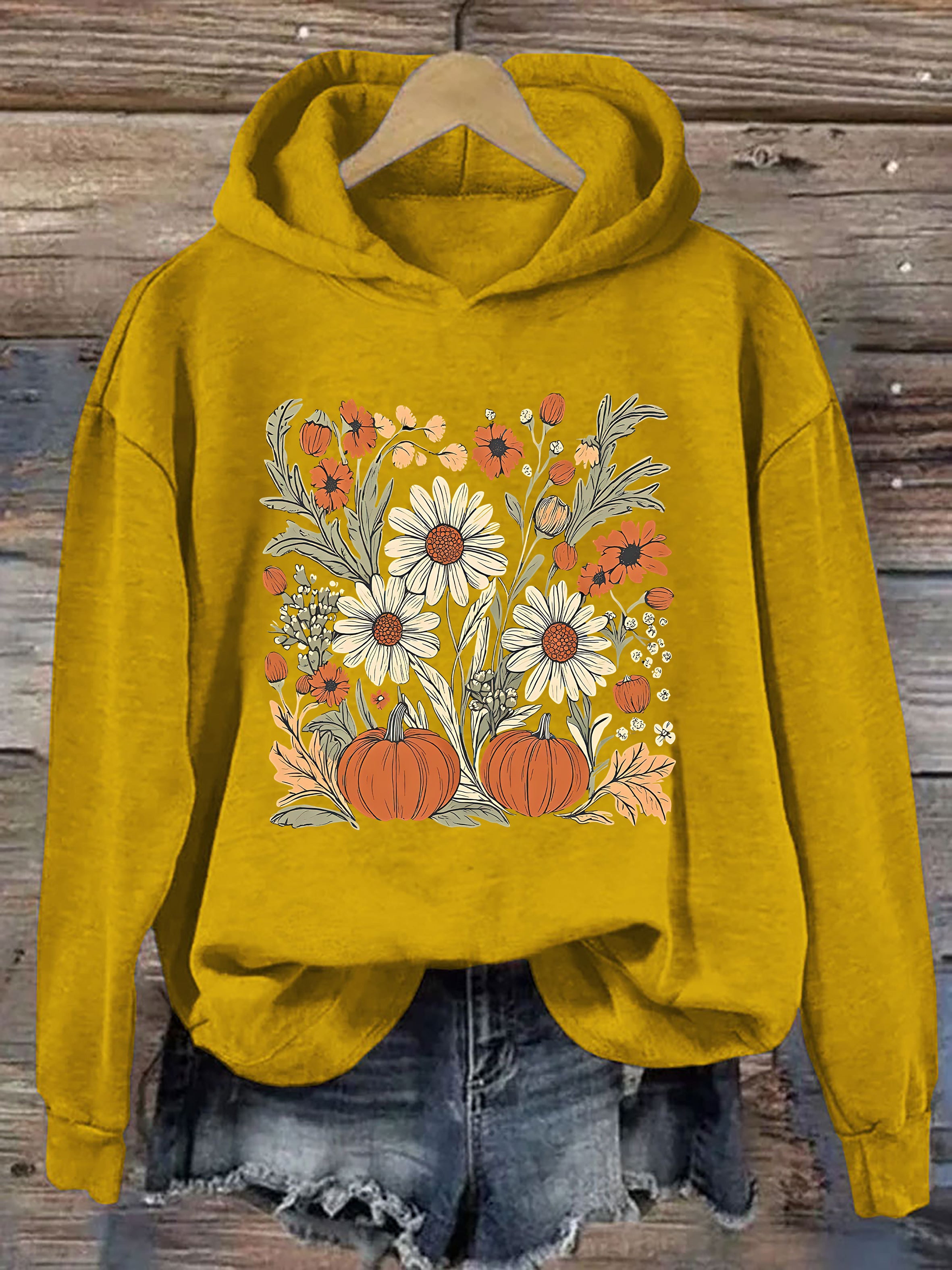 Boho Fall Floral Pumpkin Hoodie
