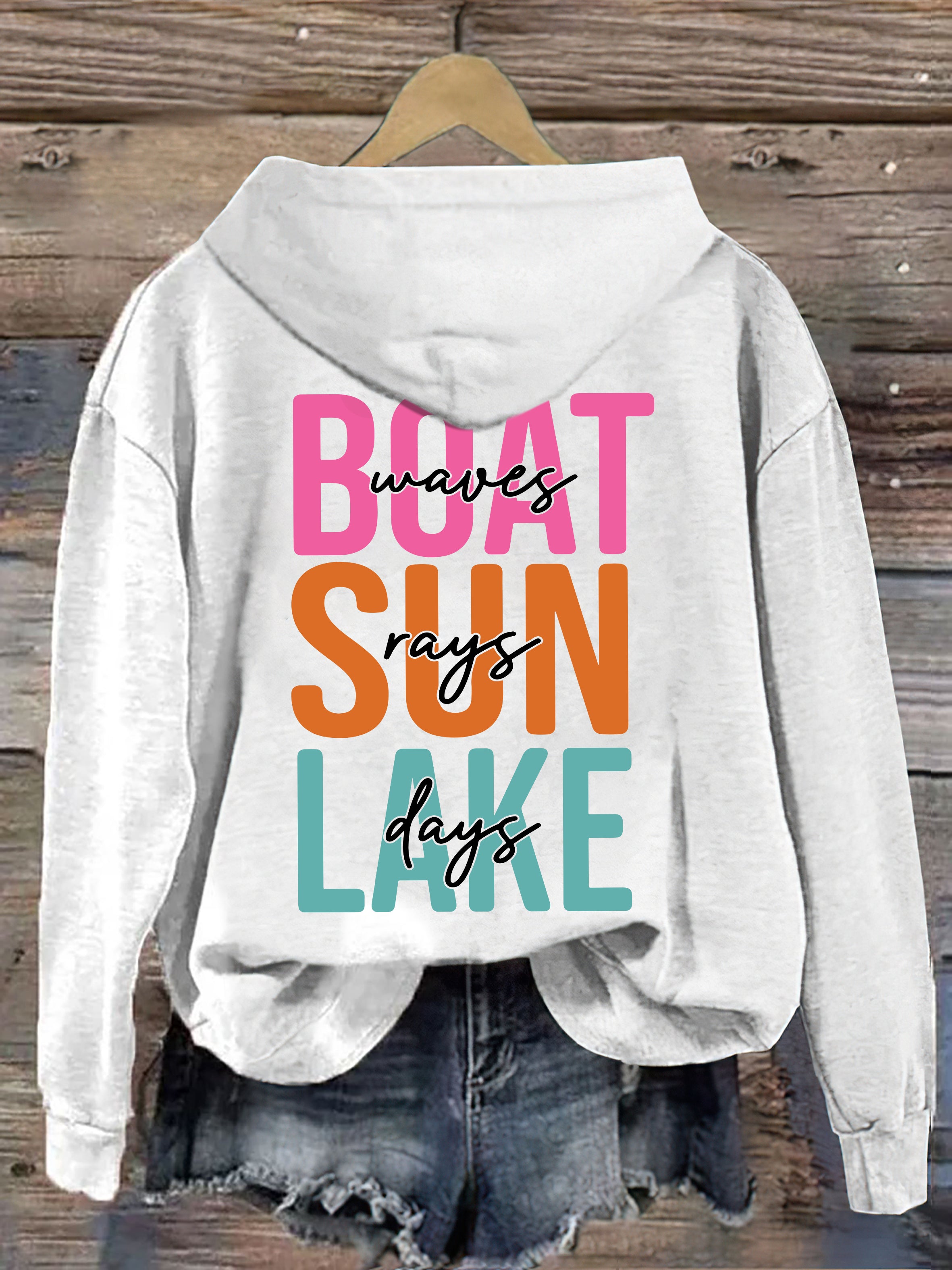 Boat Waves Sun Rays Lake Days Hoodie
