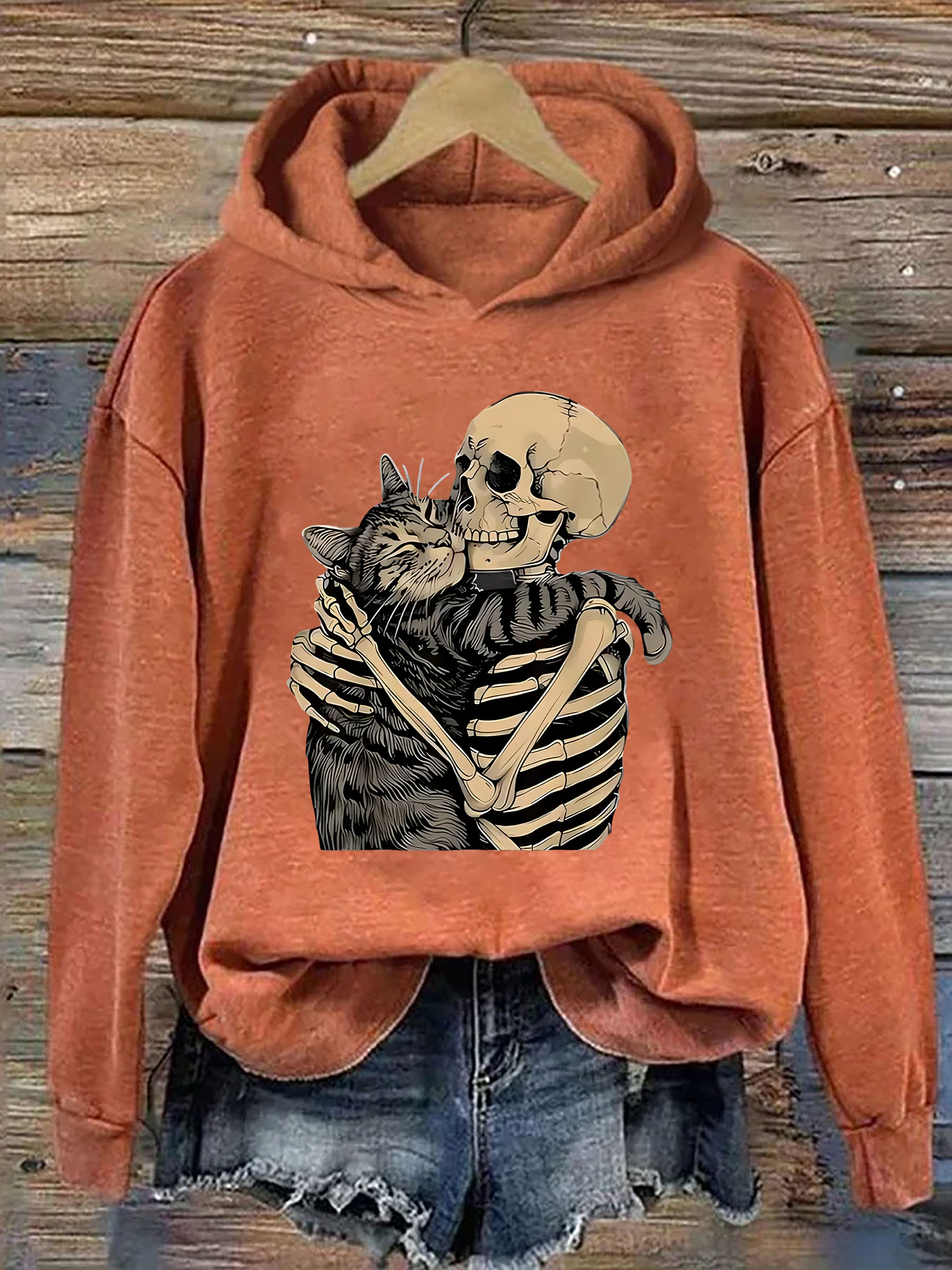 Halloween Skeleton Cat Hoodie