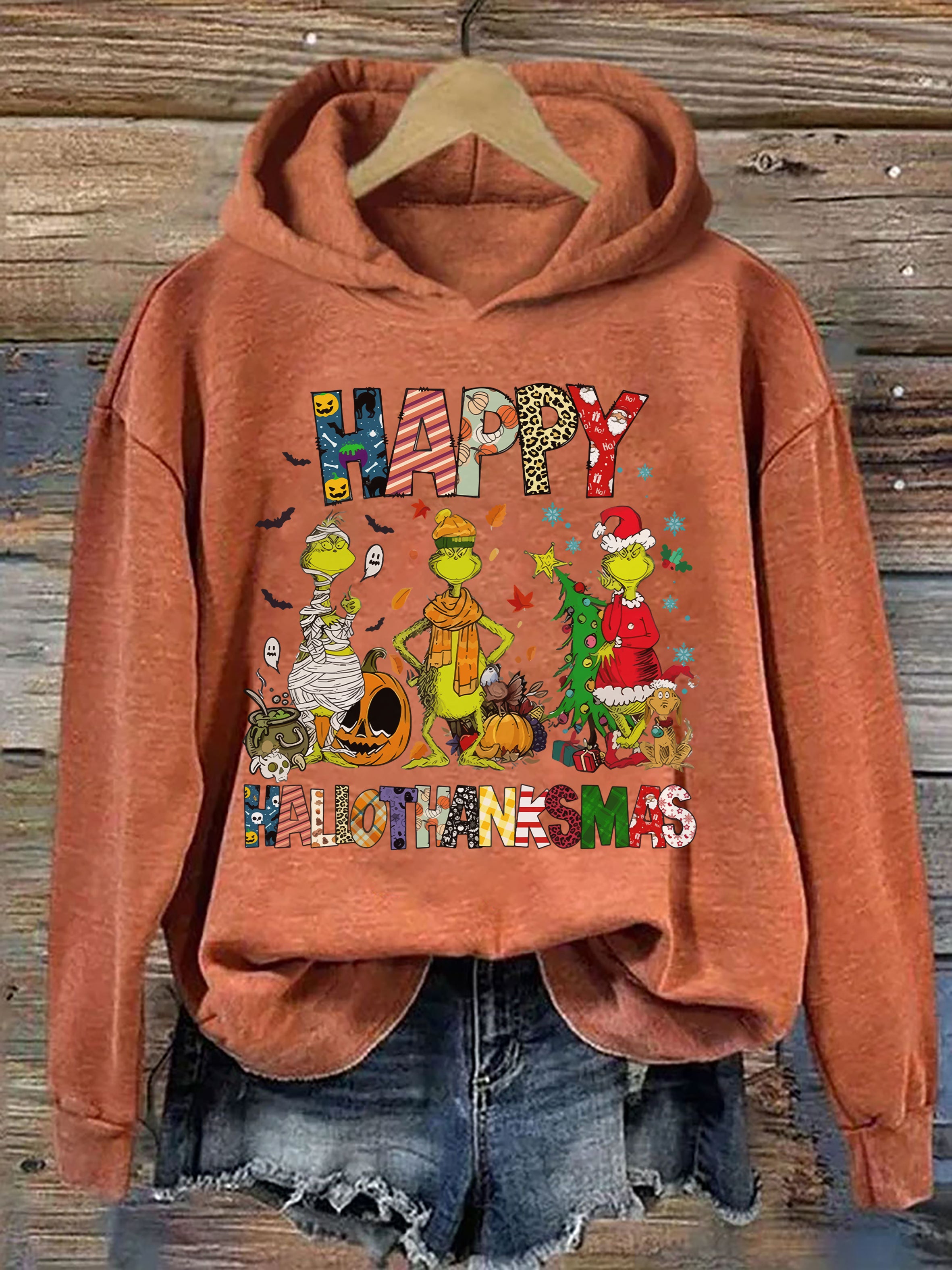 Funny Grinch Hallothanksmas Hoodie