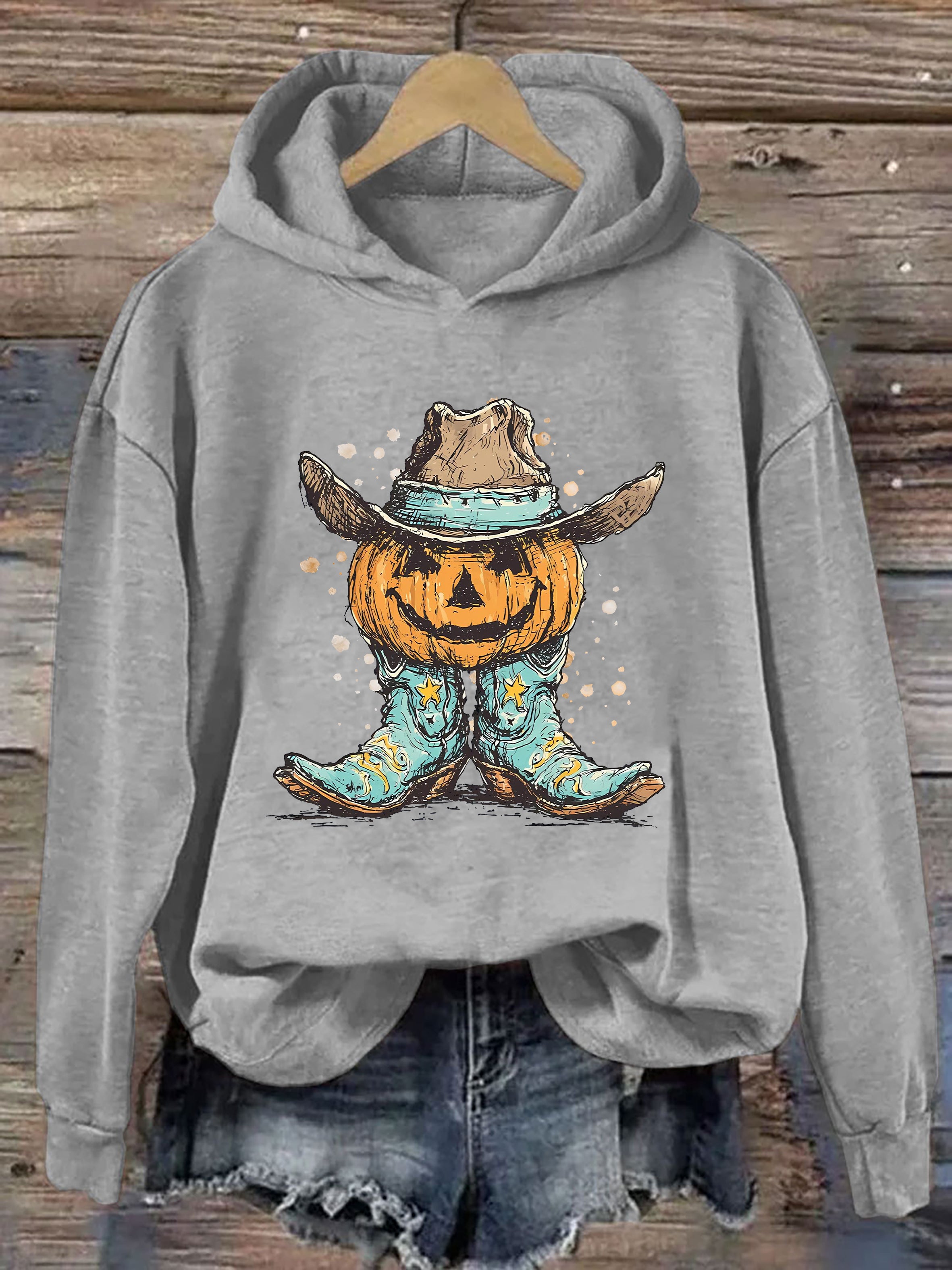 Western Pumpkin Boots Hoodie