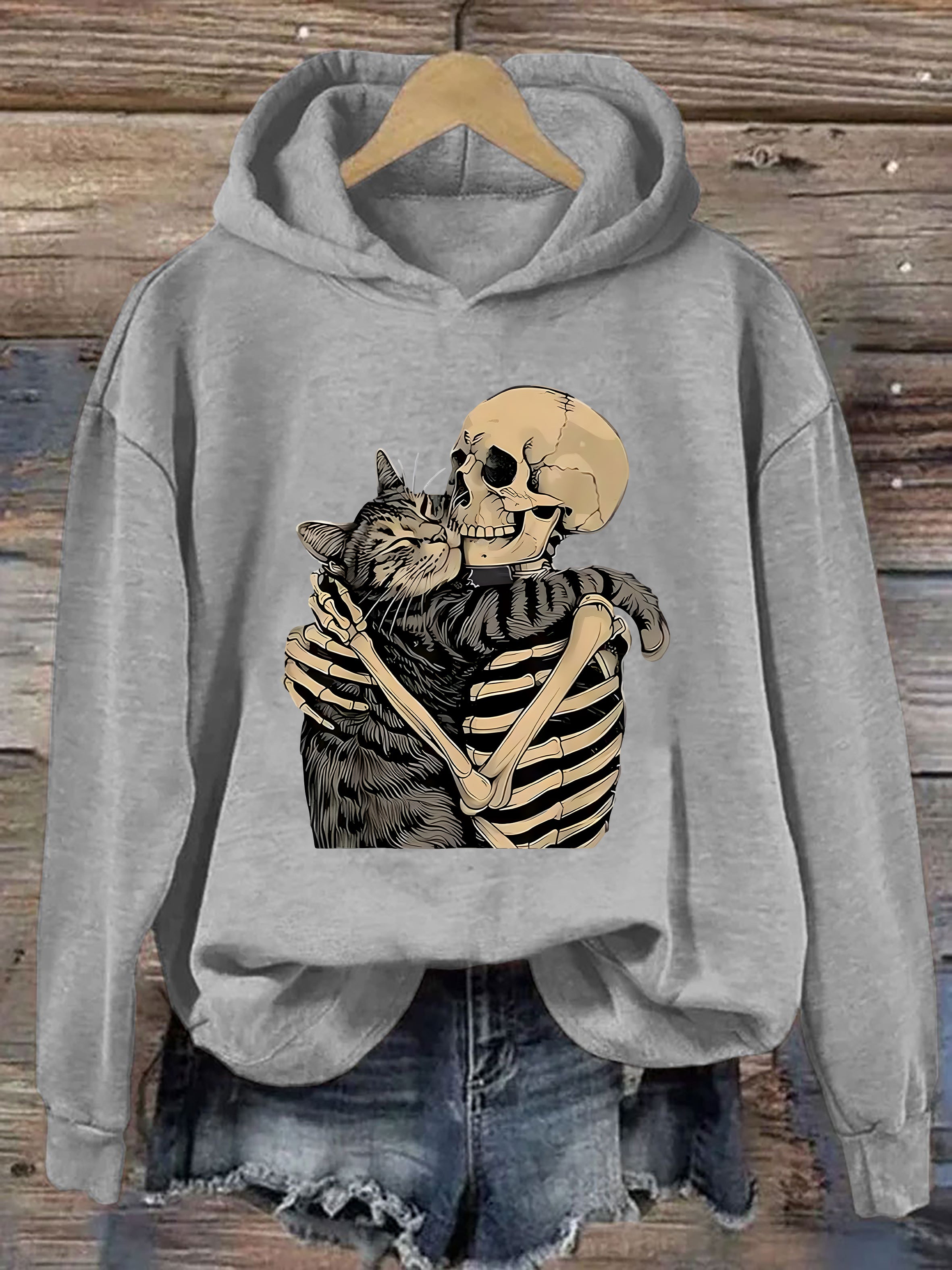 Halloween Skeleton Cat Hoodie