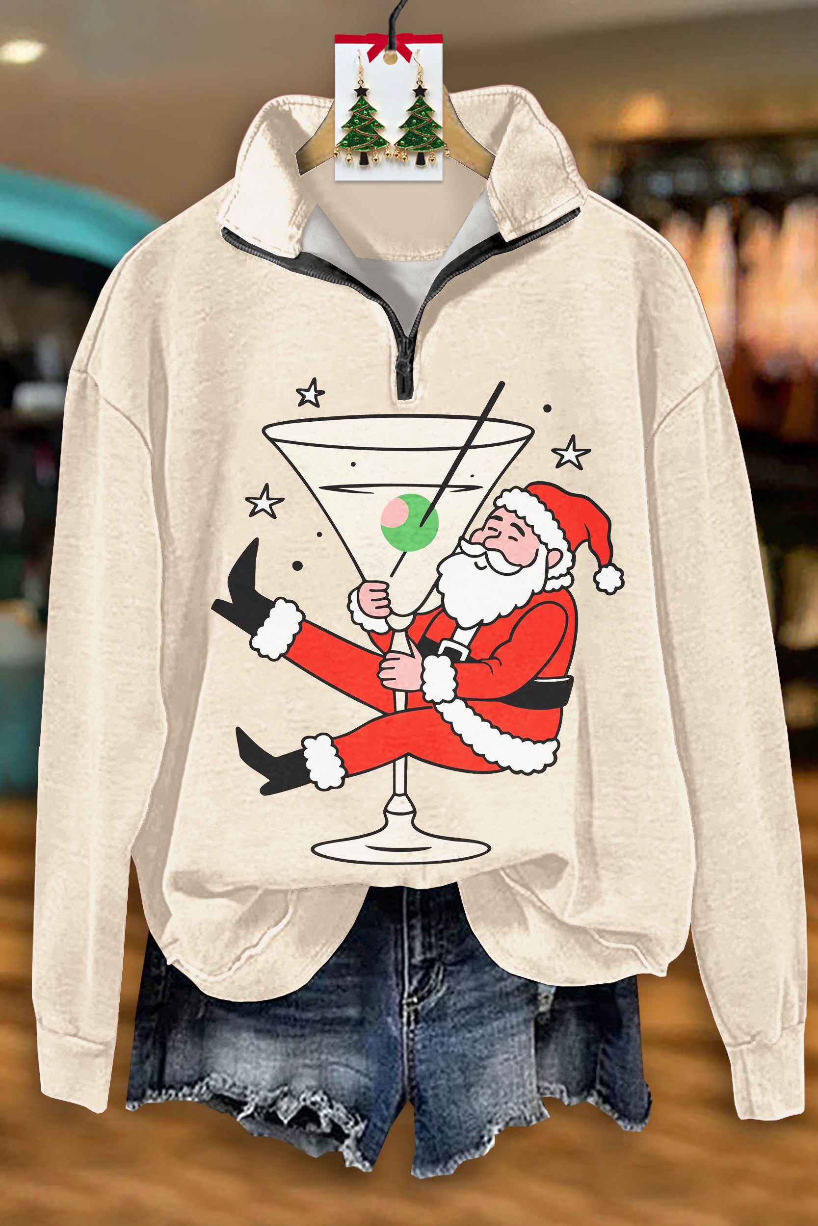 Christmas Santa Claus Zipper Sweatshirt