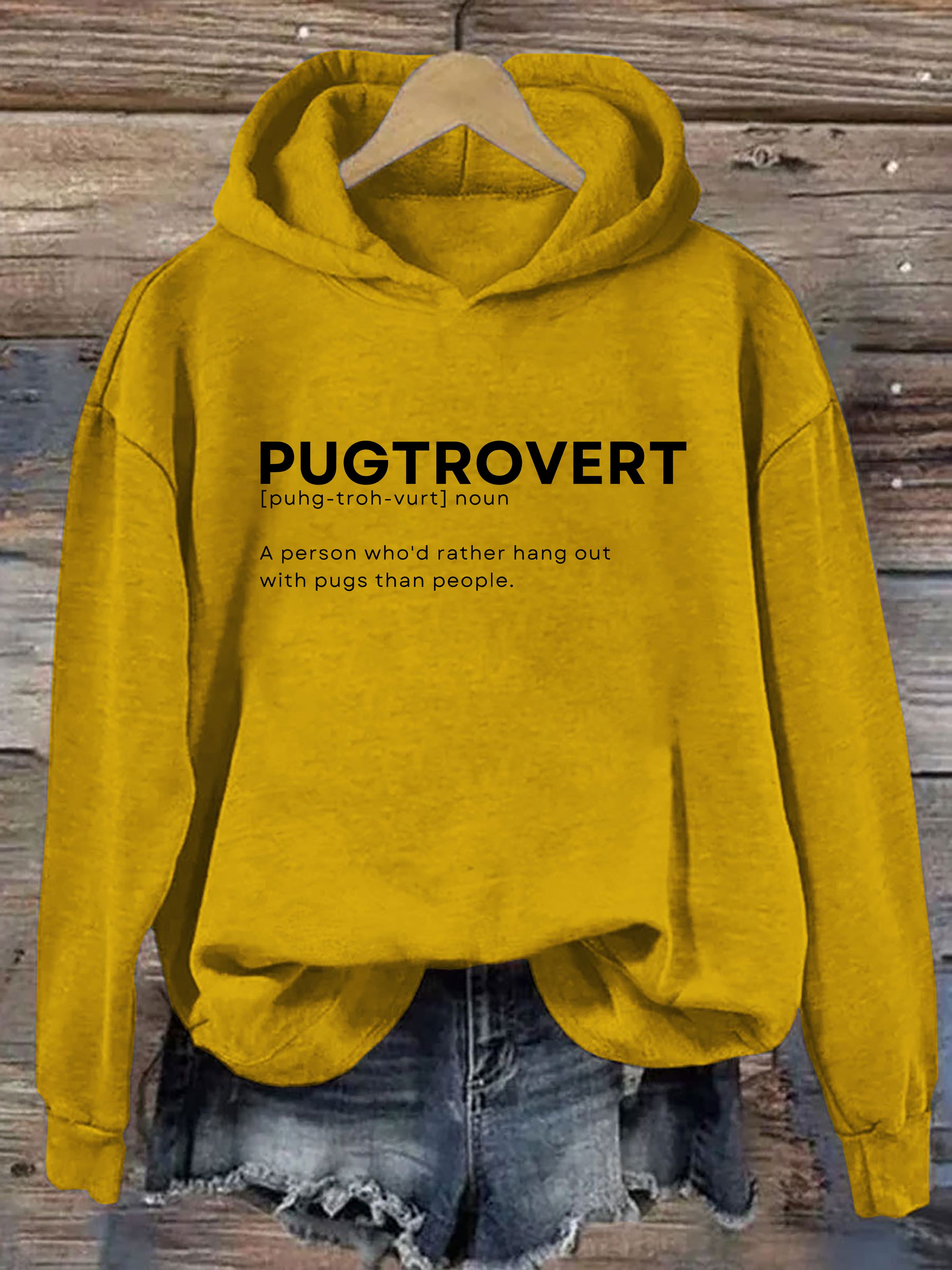 Pugtrovert Funny Pug Owner Lover Hoodie