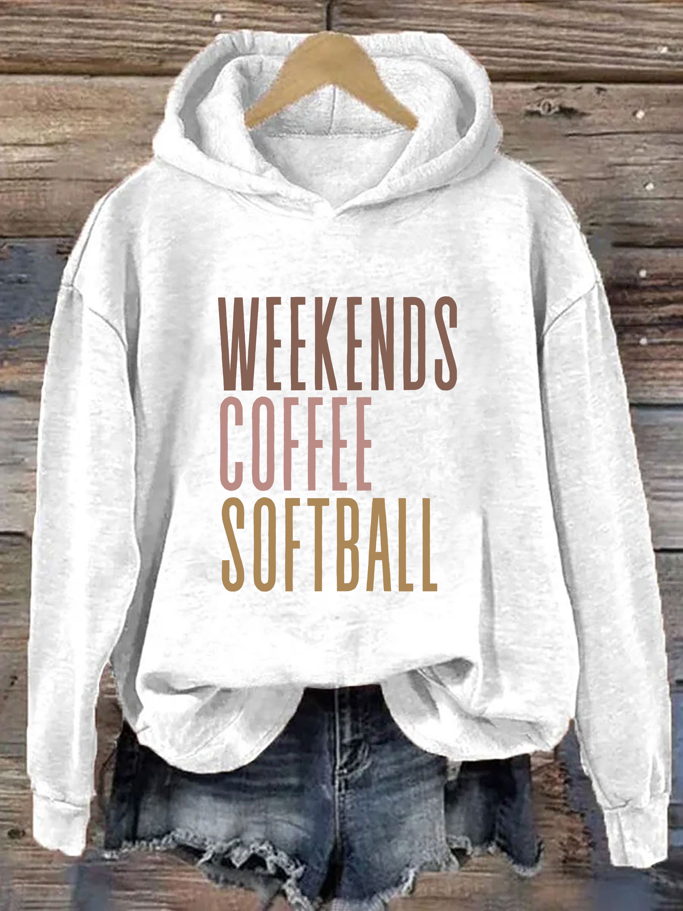 Weekends Coffee Softball Hoodie