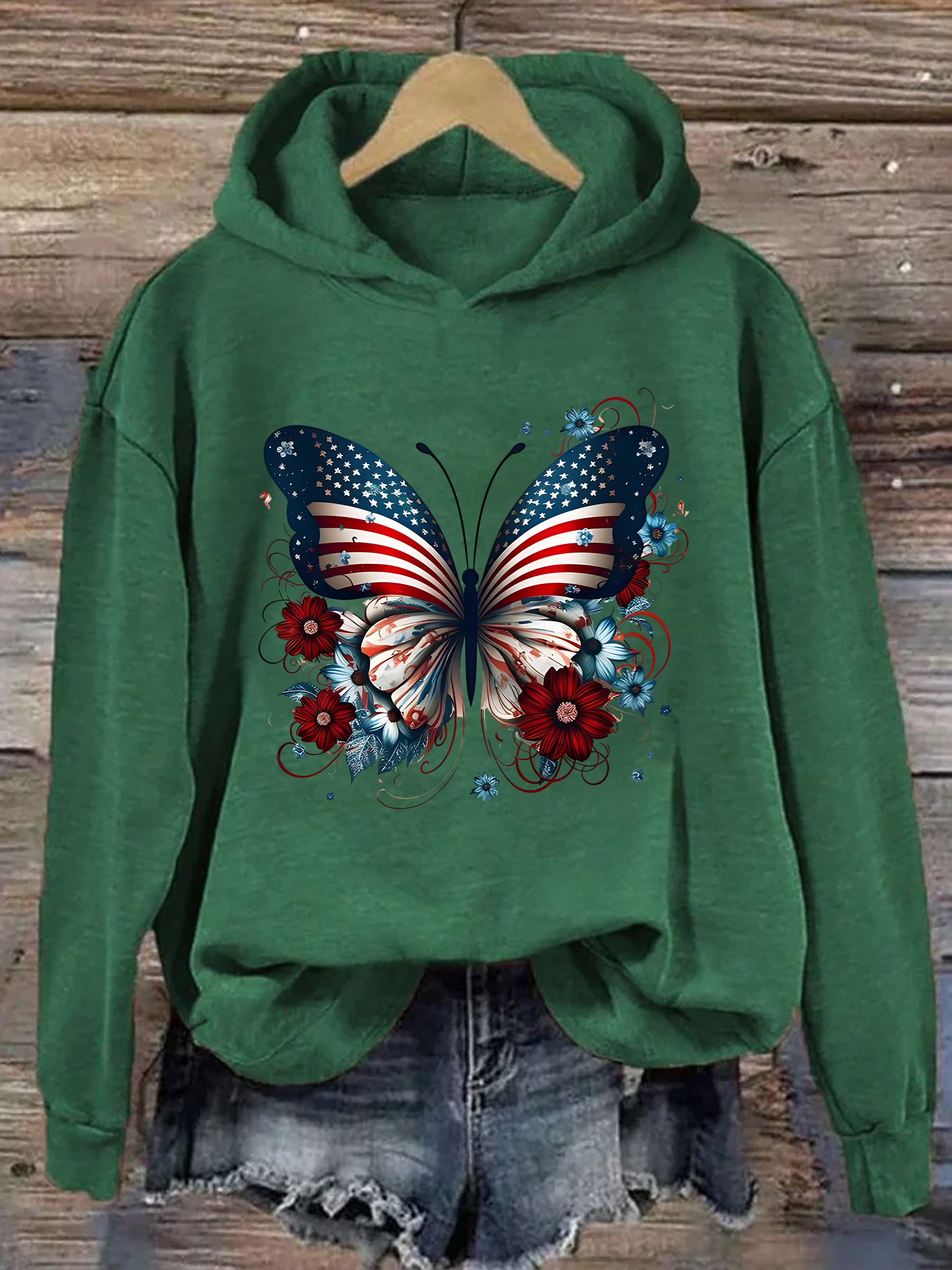 American Flag Butterfly Hoodie