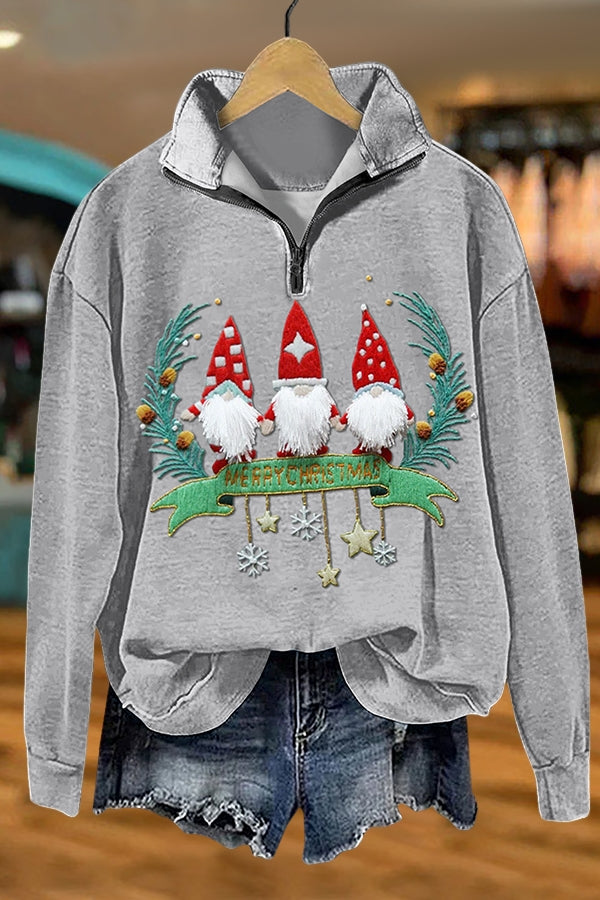 Cute Santa Claus Zipper Sweatshirt