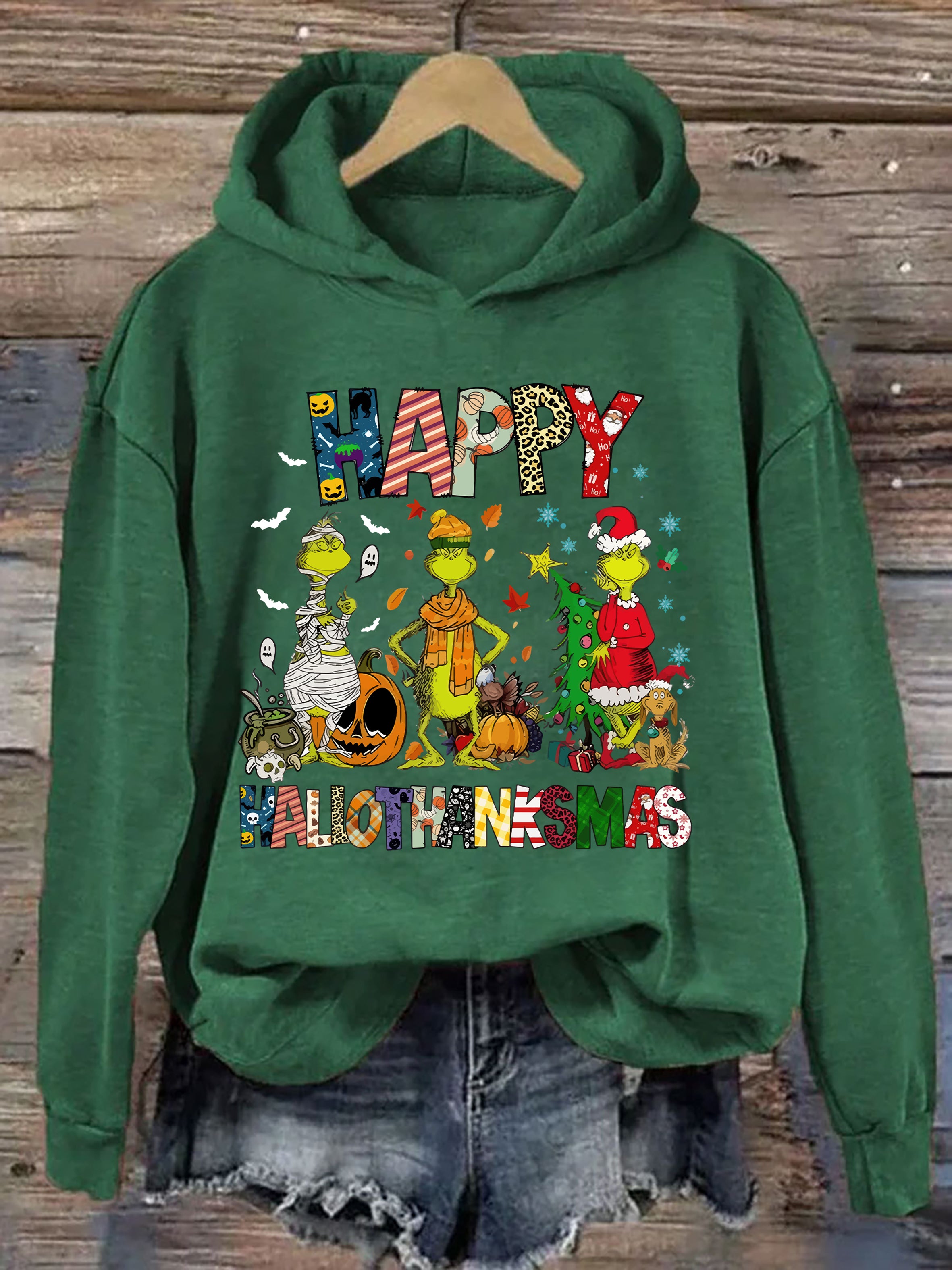 Funny Grinch Hallothanksmas Hoodie