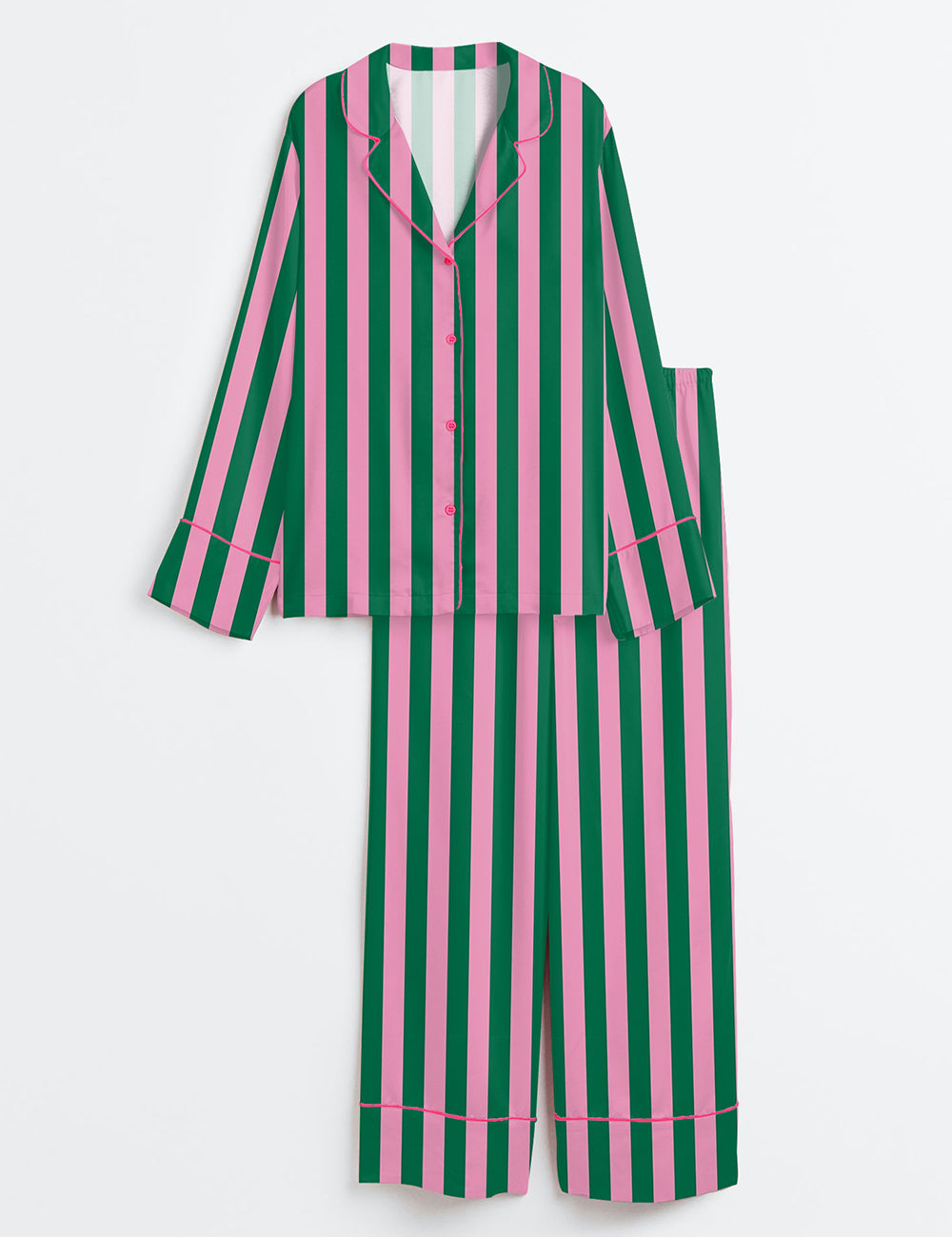 Wicked Stripe Print Long Sleeve Satin Pajama Set