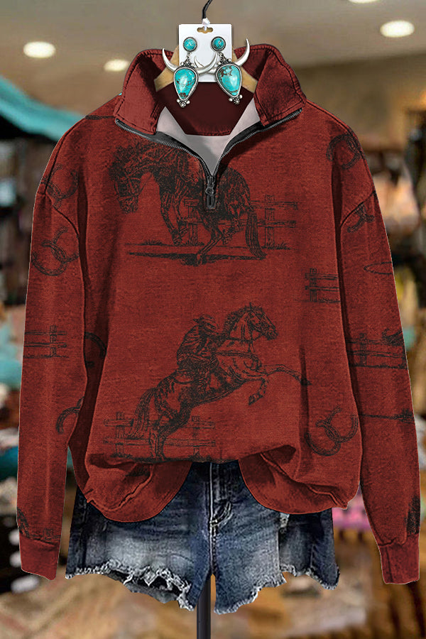 Western Cowboy Ranch Zipper Sweatshirt