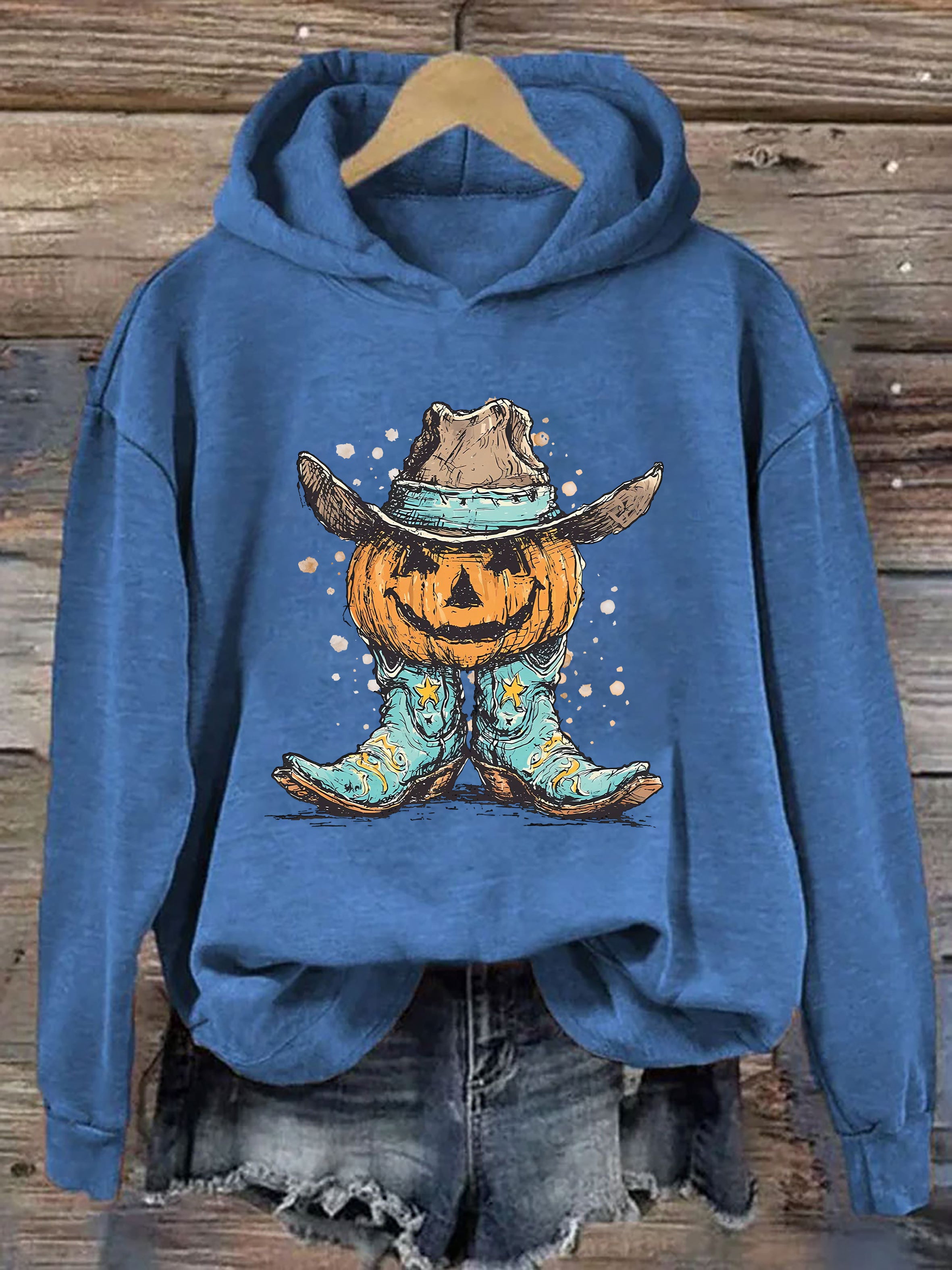 Western Pumpkin Boots Hoodie