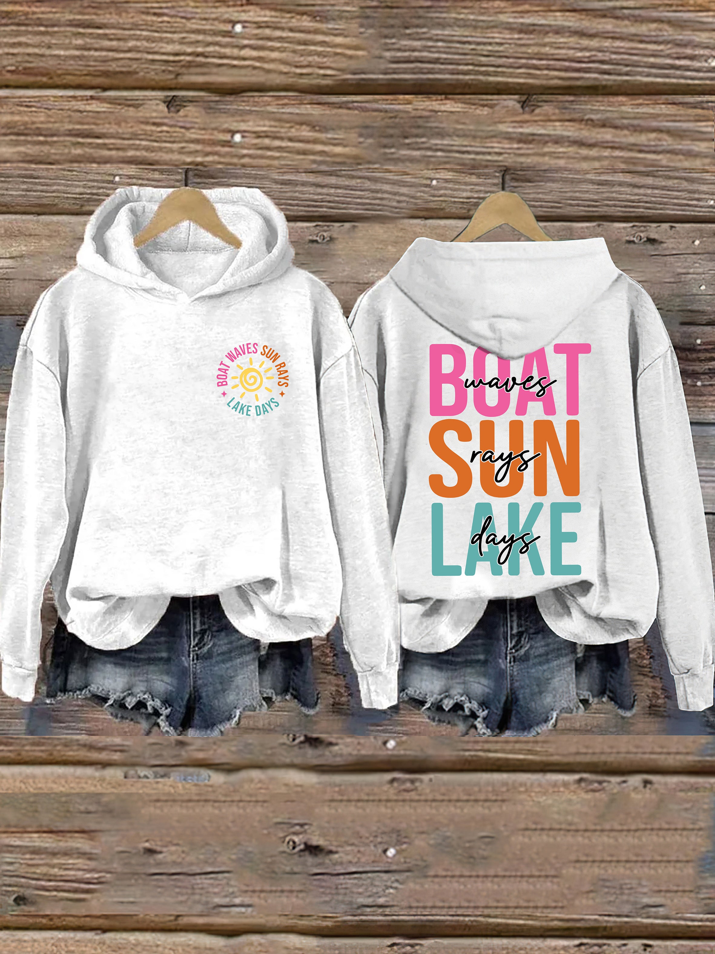 Boat Waves Sun Rays Lake Days Hoodie