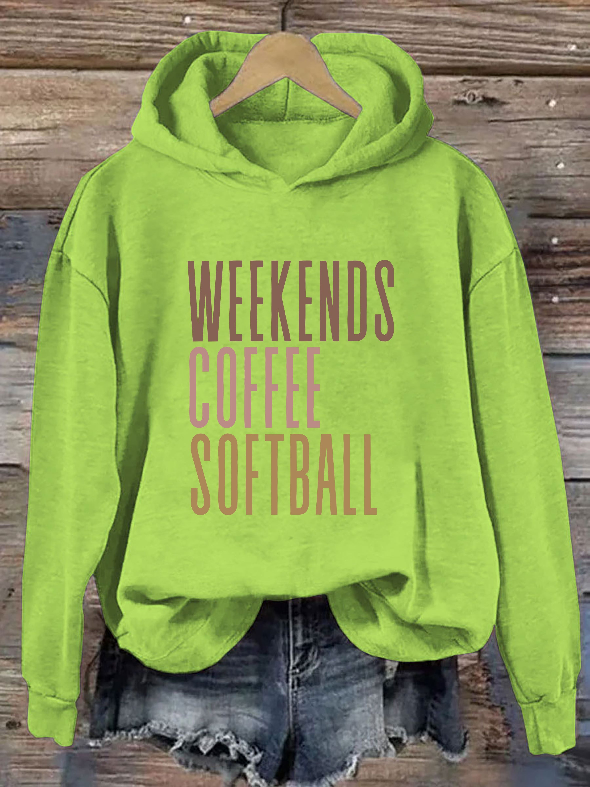 Weekends Coffee Softball Hoodie