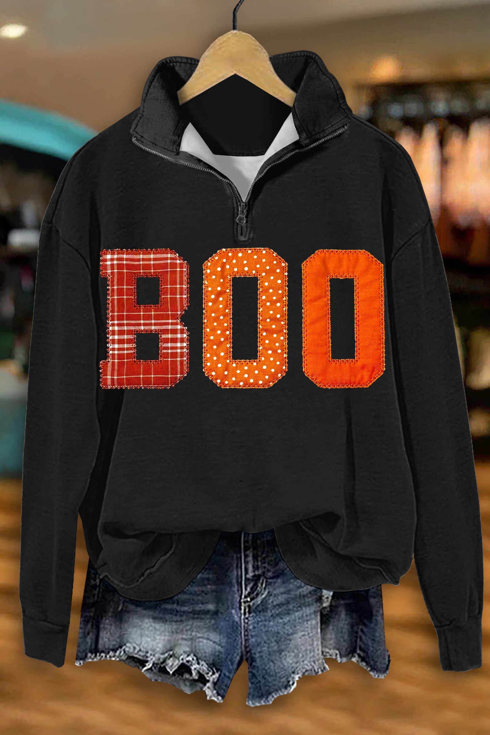 Halloween BOO Zip-Up Sweatshirt