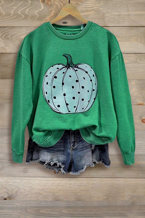 Casual Pumpkin Print Sweatshirt