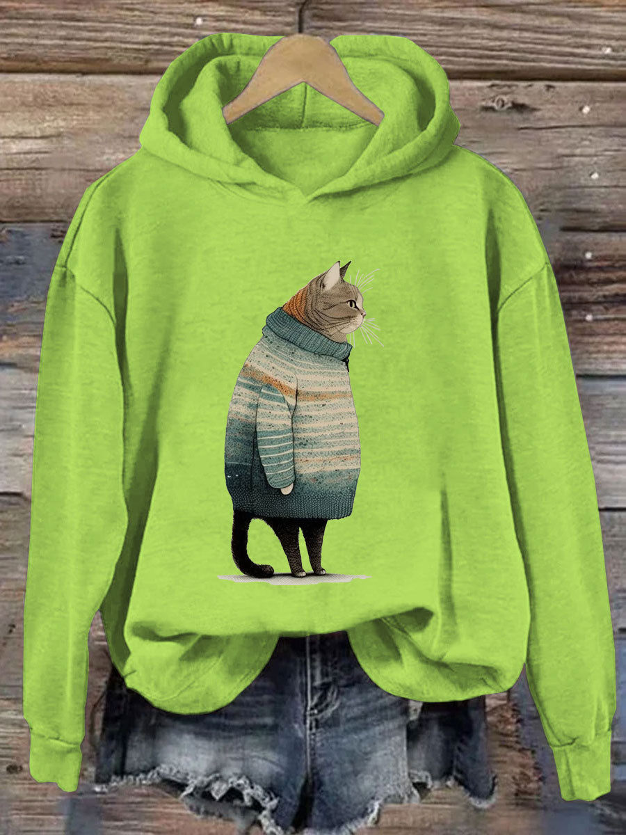 Fat Gray Cat in Hoodie