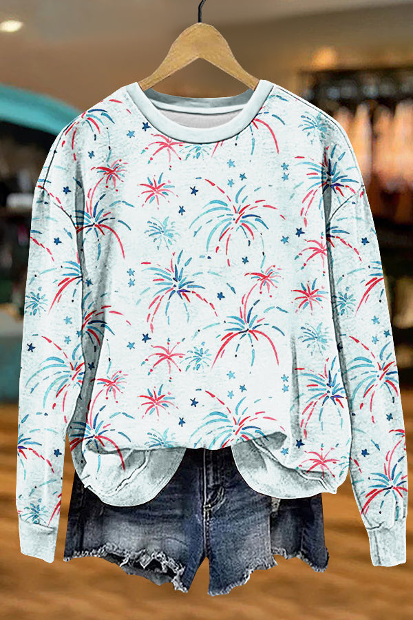Cute Patriotic Day Print Sweatshirt