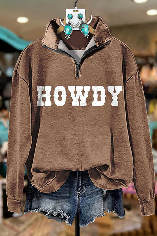 Western Howdy Zipper Sweatshirt