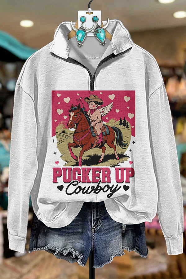 Pucker Up Cowboy Zipper Sweatshirt