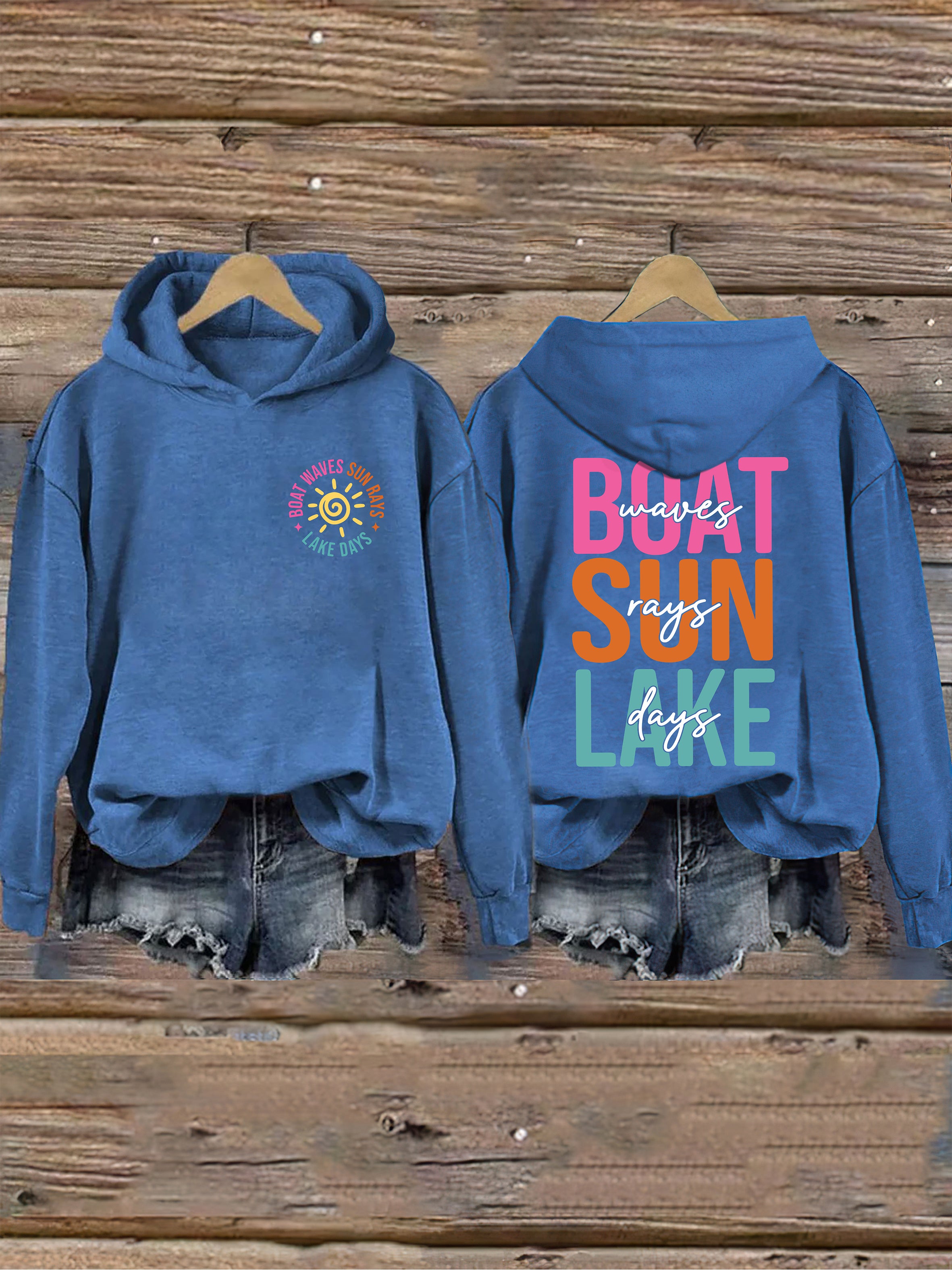 Boat Waves Sun Rays Lake Days Hoodie