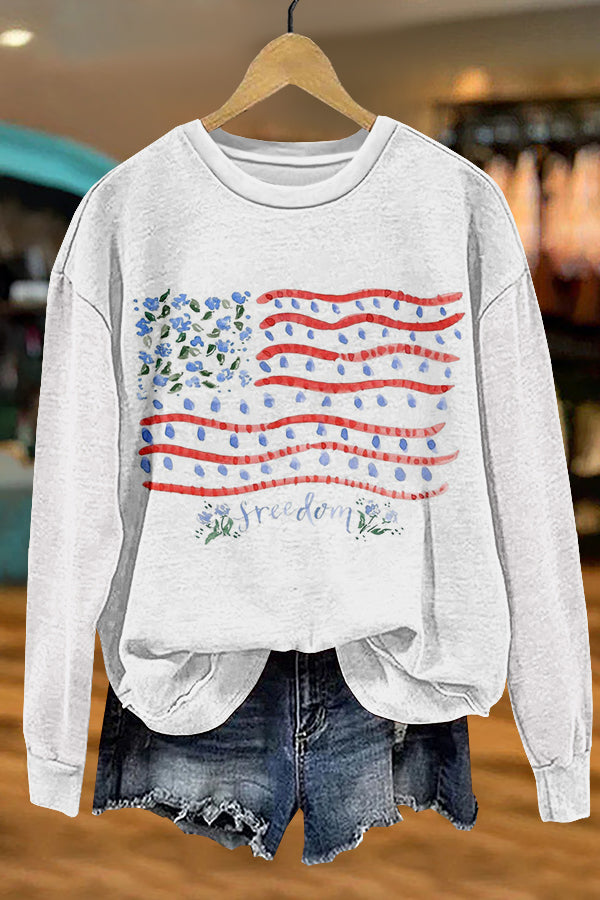 Sweet Patriotic Day Print Sweatshirt