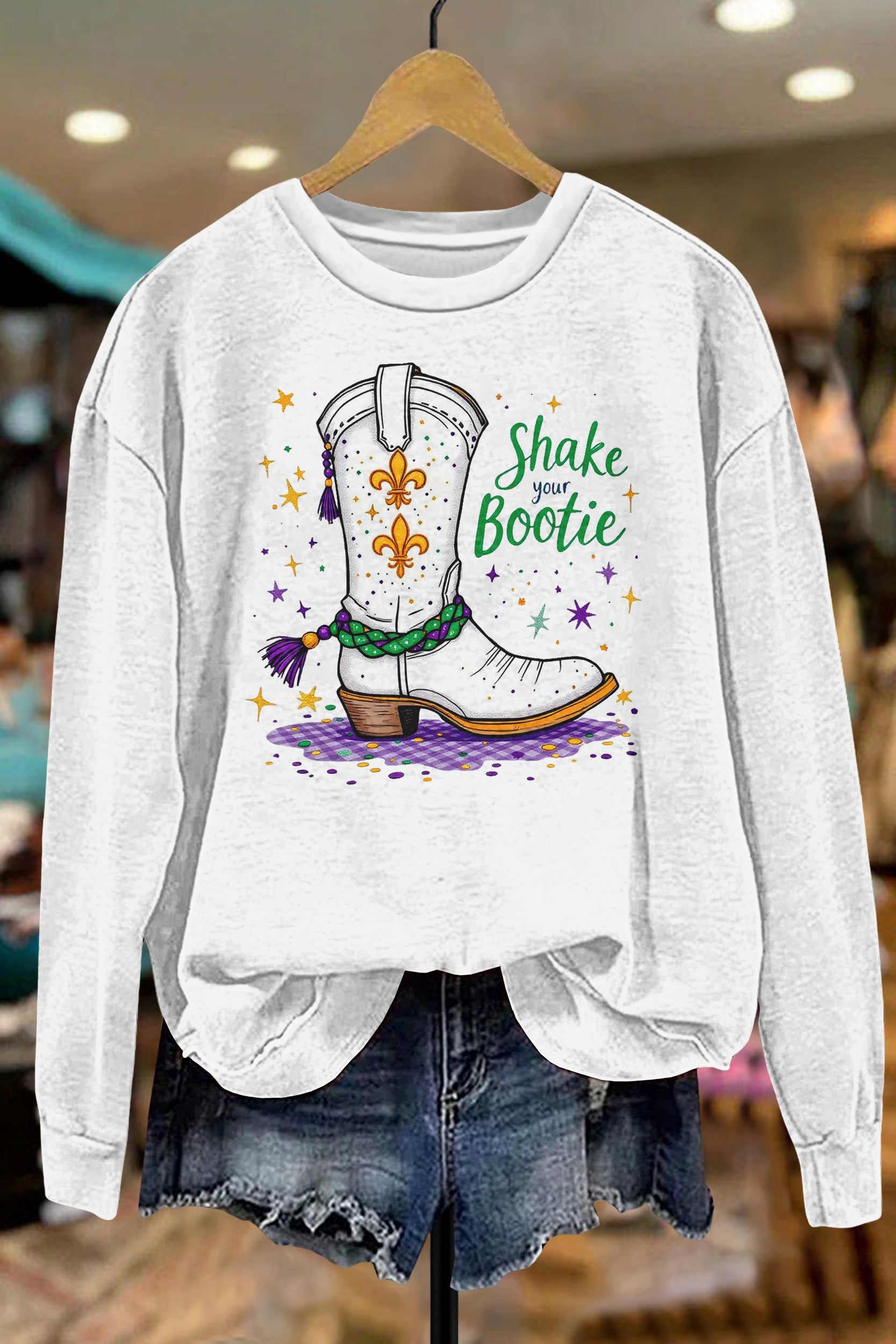 Unique Carnival Cowboy Boot Print Sweatshirt