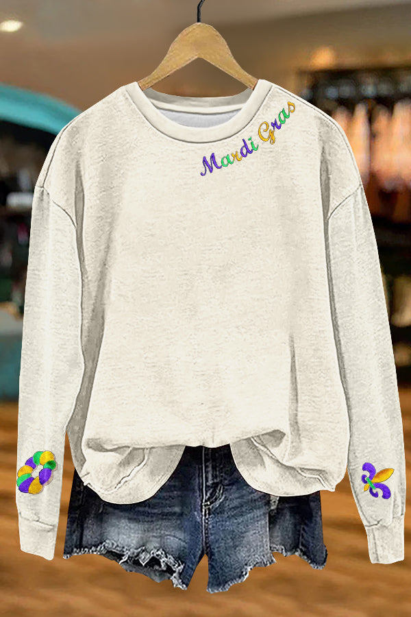 Cute Mardi Gras Print Sweatshirt