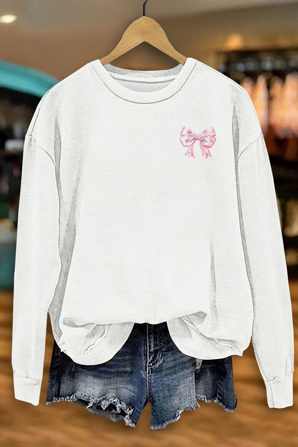 Bow Letter Print Sweatshirt