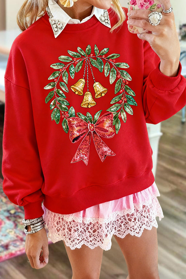 Merry Christmas Bell and Bow Sweatshirt
