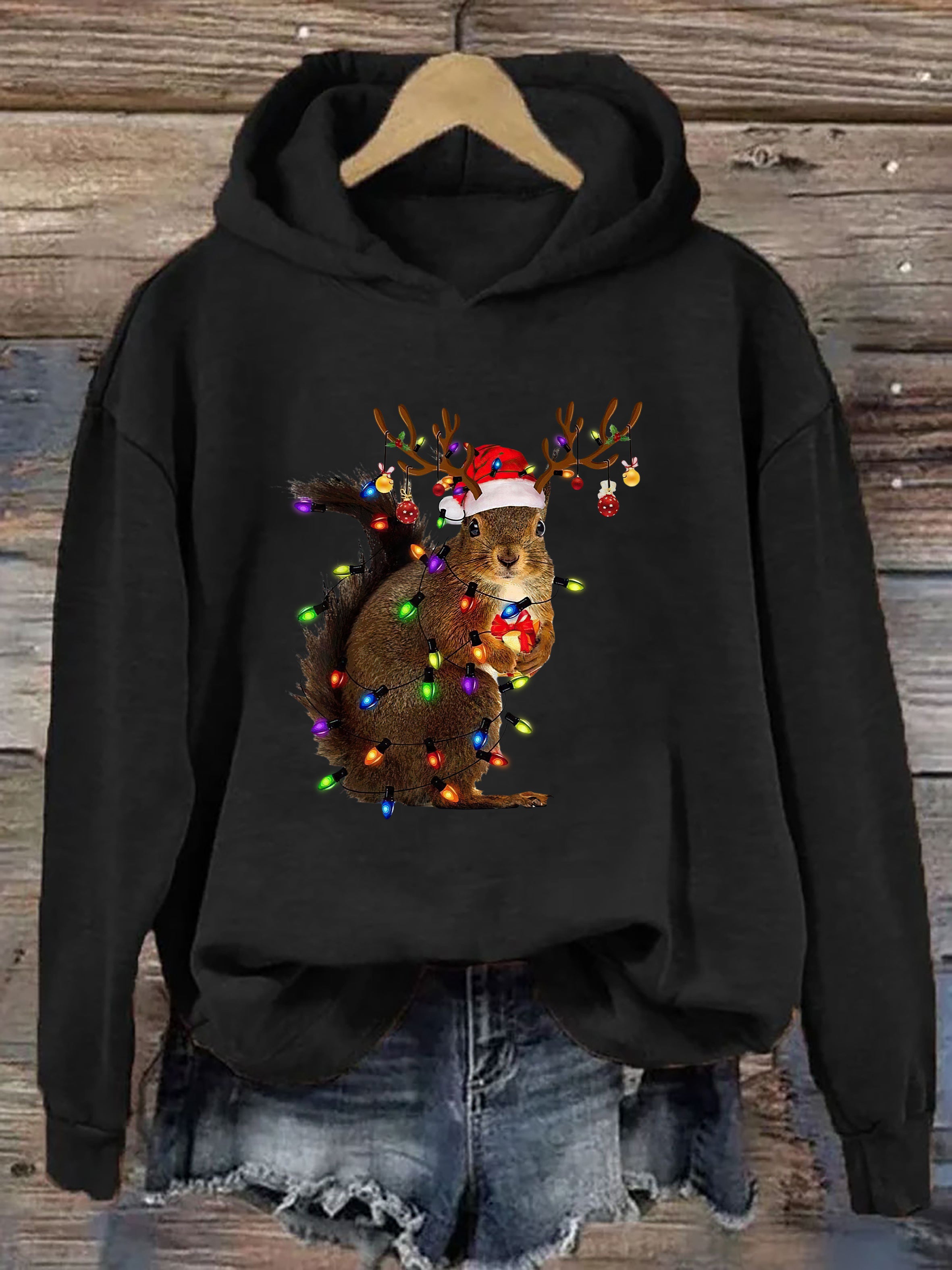 Squirrel Christmas Lights Hoodie