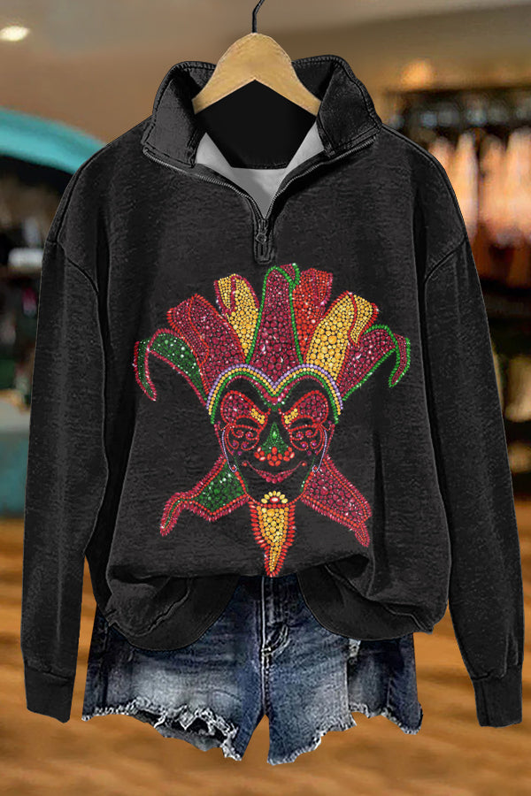 Shiny Mardi Gras Print Sweatshirt