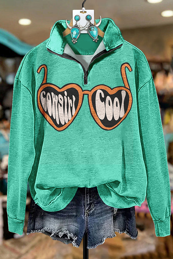Cool Cowgirl Zipper Sweatshirt