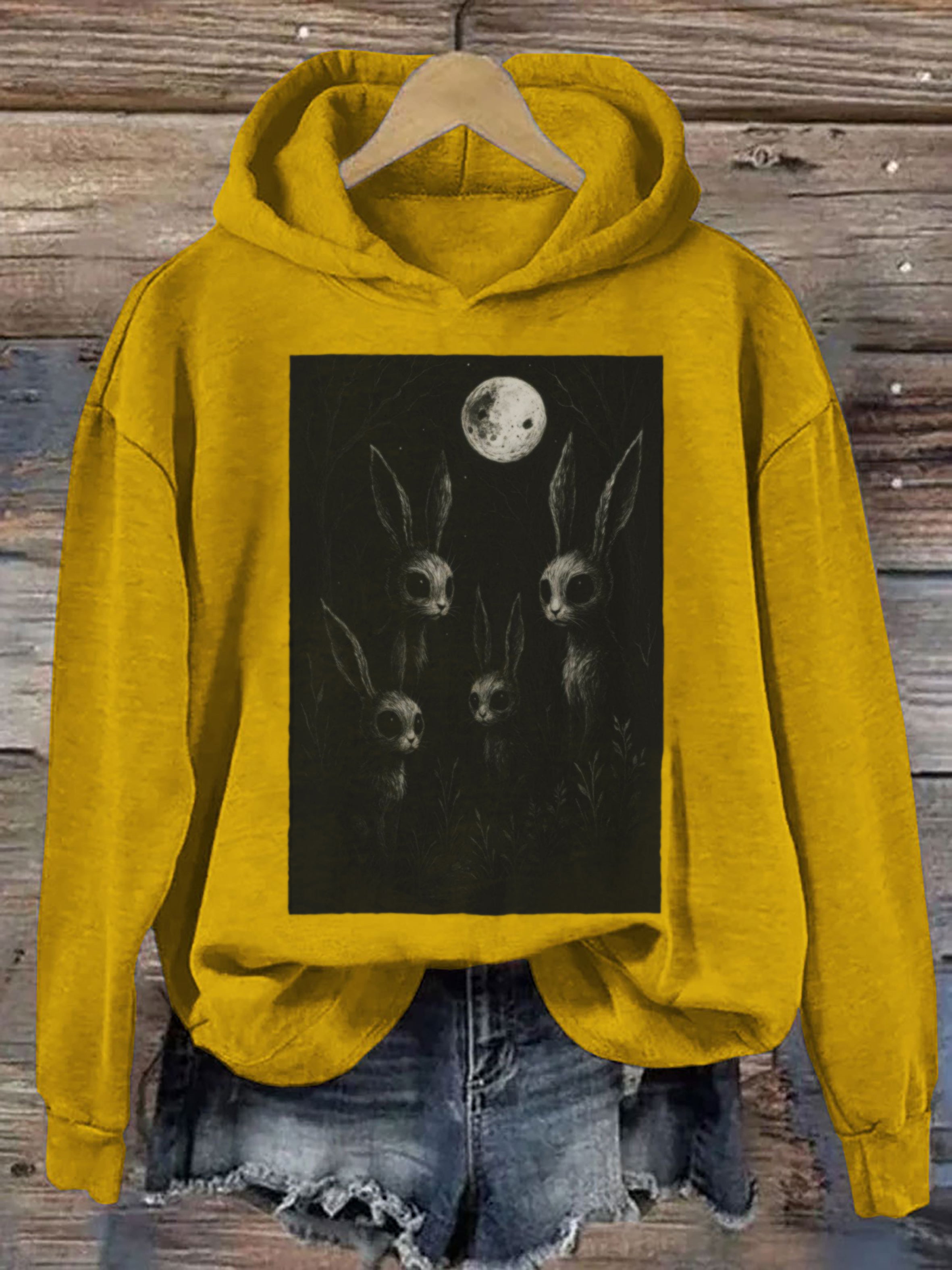 Creepy Bunny Forestcore Gothic Animal Hoodie